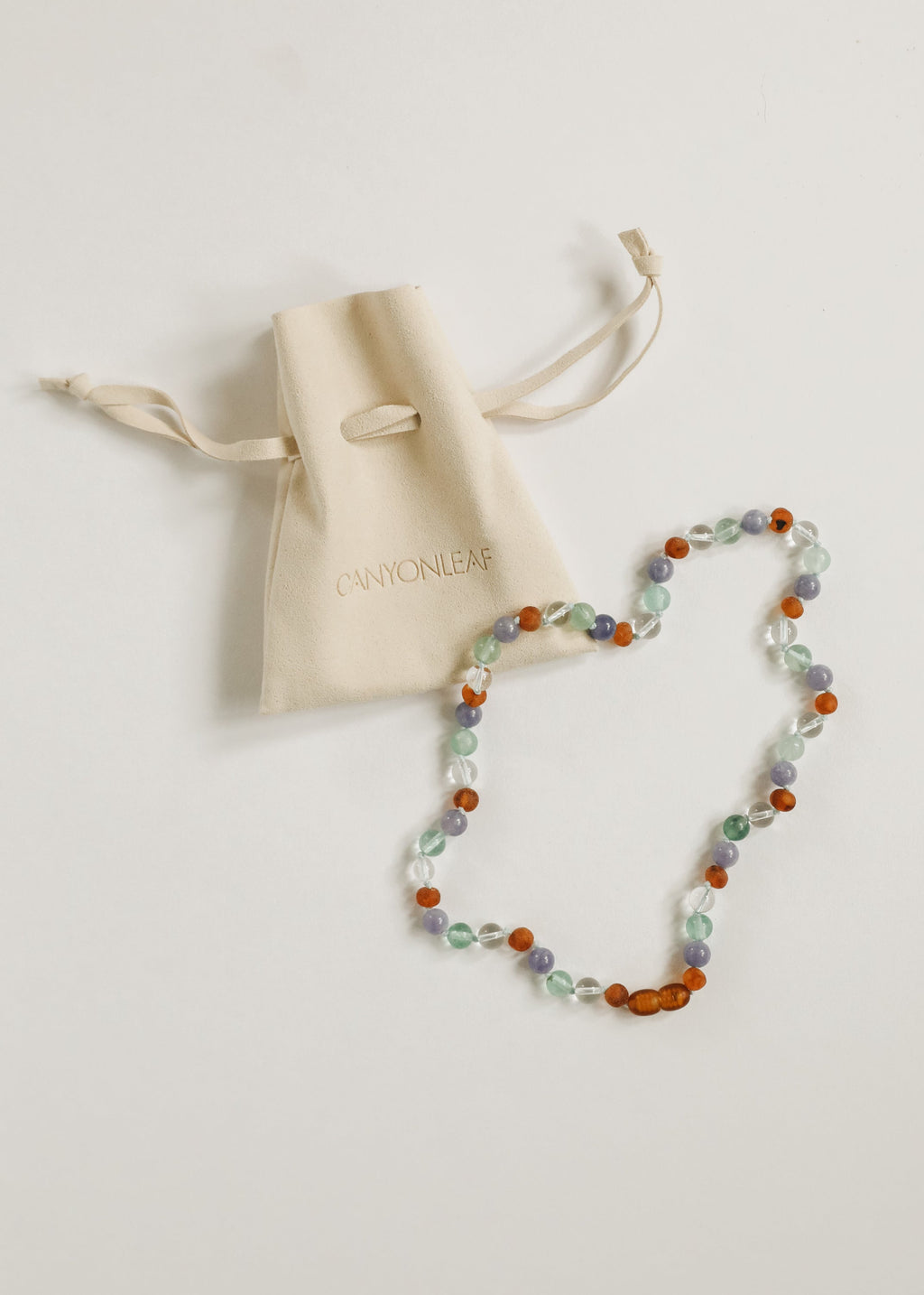 CanyonLeaf Baltic Sea Amber + Natural Gemstone || Beaded Necklace — lifestyle context
