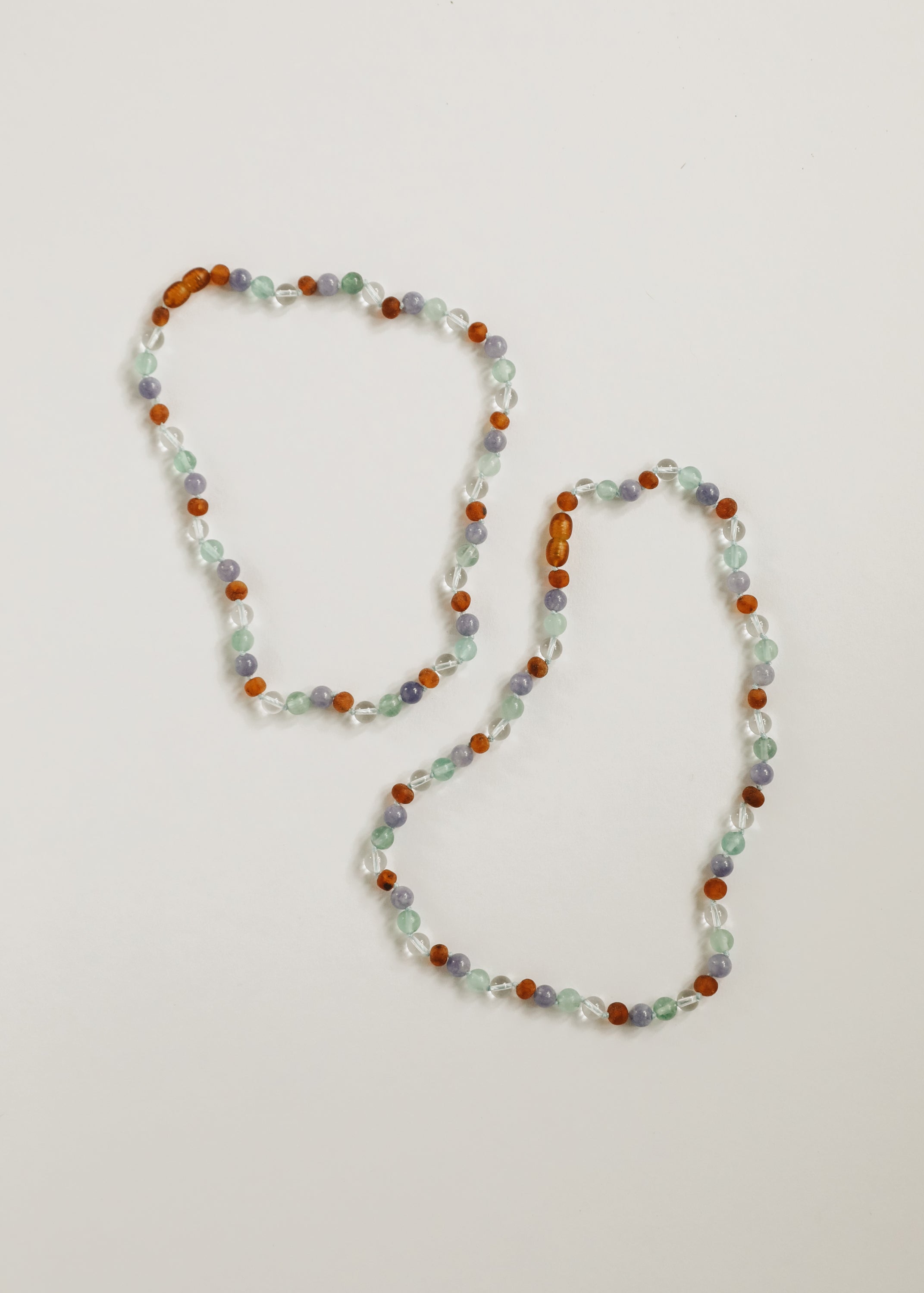 CanyonLeaf Baltic Sea Amber + Natural Gemstone || Beaded Necklace — side view