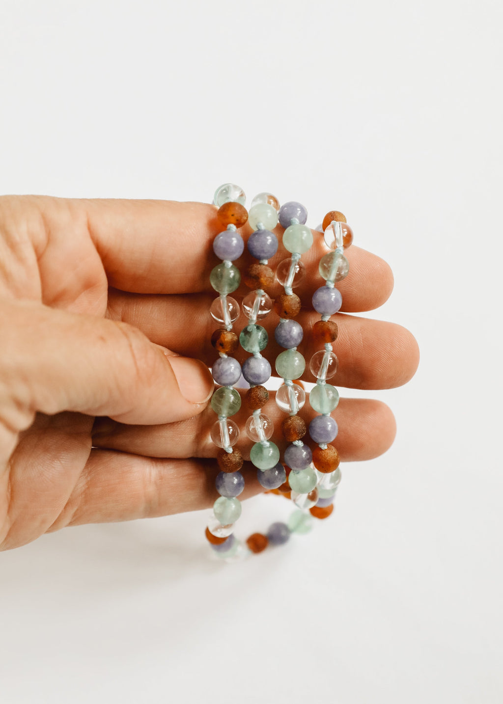 CanyonLeaf Baltic Sea Amber + Natural Gemstone || Beaded Necklace — in-use photo