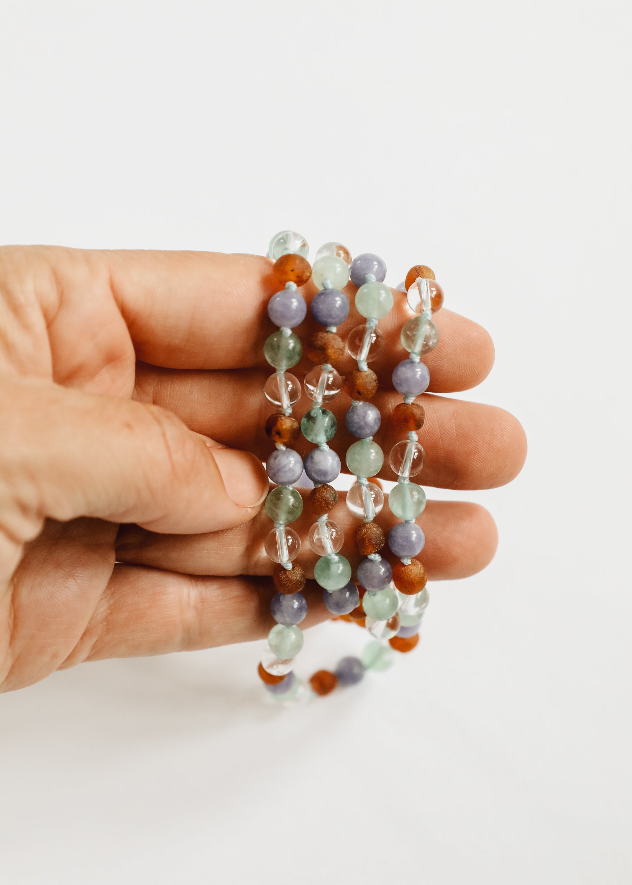 CanyonLeaf Baltic Sea Amber + Natural Gemstone || Beaded Necklace — in-use photo