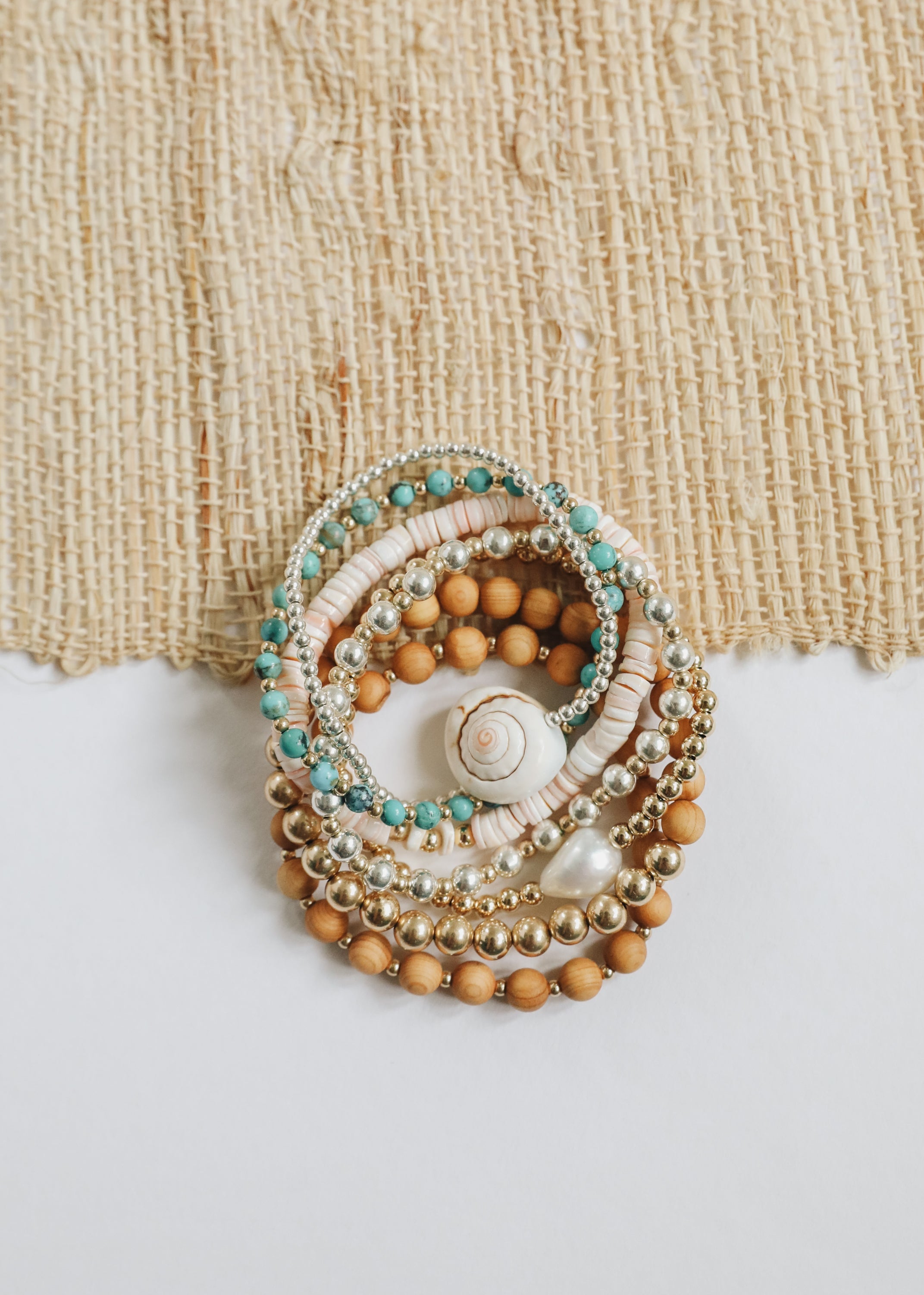 CanyonLeaf Dainty 14K Gold Filled + Sea Shell || Stretch Anklet or Bracelet — anklet category context