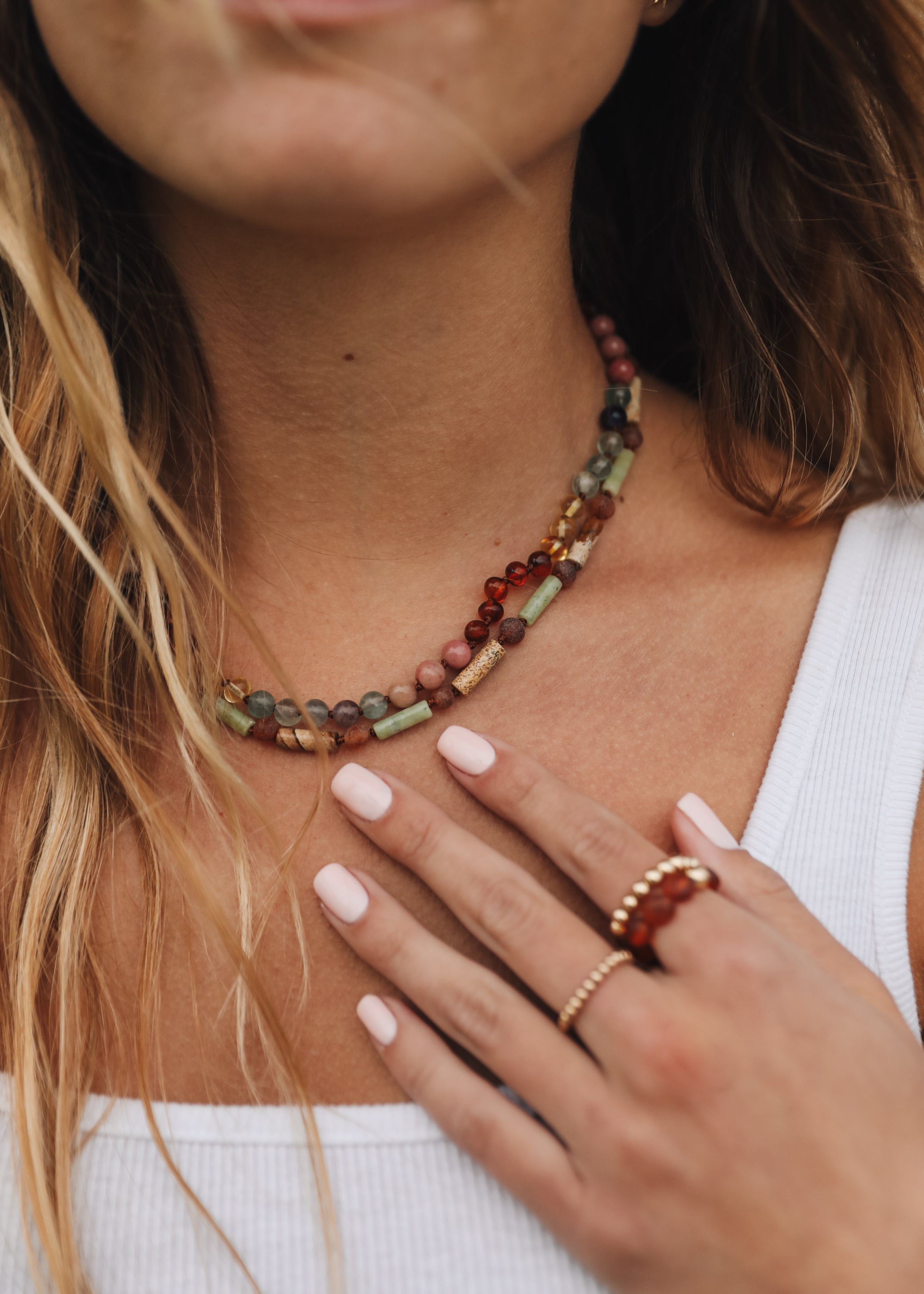 CanyonLeaf Raw Baltic Sea Amber + Stone Rainbow || Necklace — main product shot