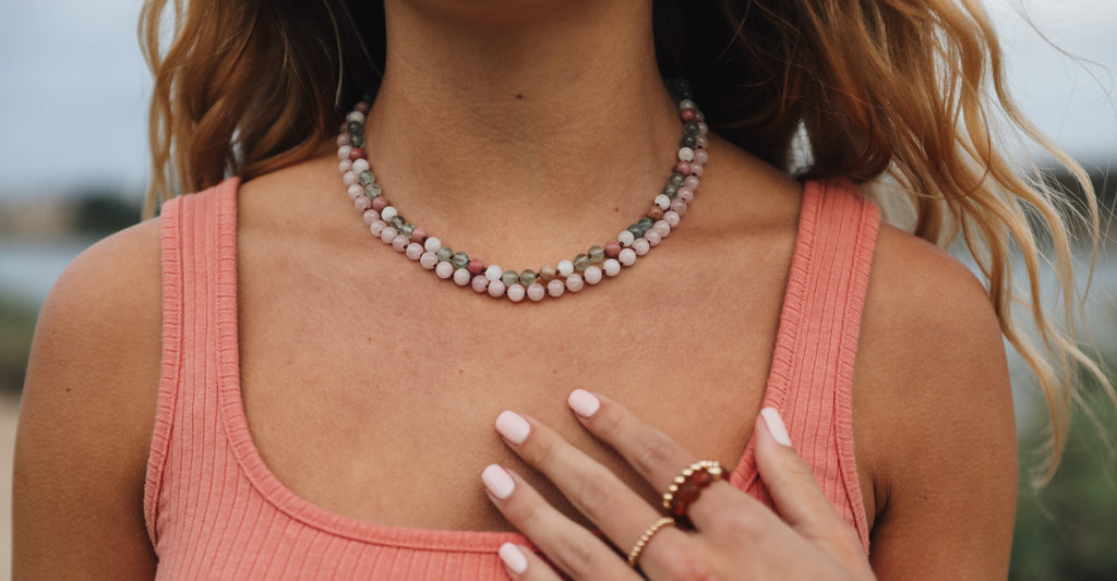 CanyonLeaf Pure Gemstone + Natural Rose Quartz || Beaded Necklace — detail shot 10