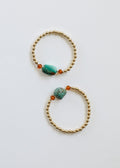 CanyonLeaf Natural Turquoise + Baltic Amber || 14K Gold Filled || Adult Stretch Bracelet — main product shot