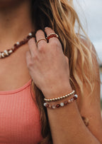 CanyonLeaf Baltic Sea Amber || Sunstone  + Moonstone || Natural Gemstone Necklace — CanyonLeaf branding close-up