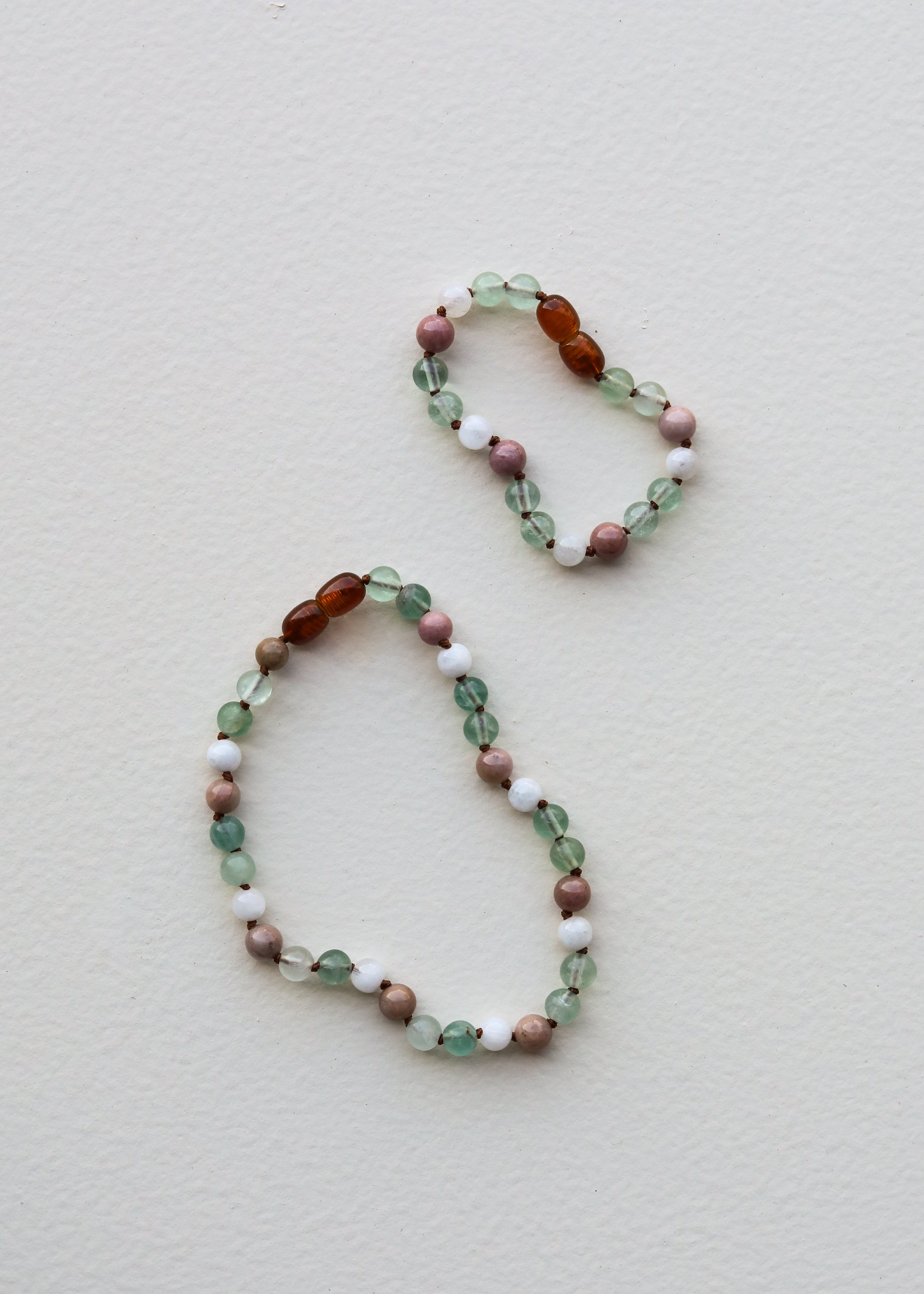 CanyonLeaf Fluorite + Moonstone + Rhodonite || Natural Gemstone Necklace — alternative angle