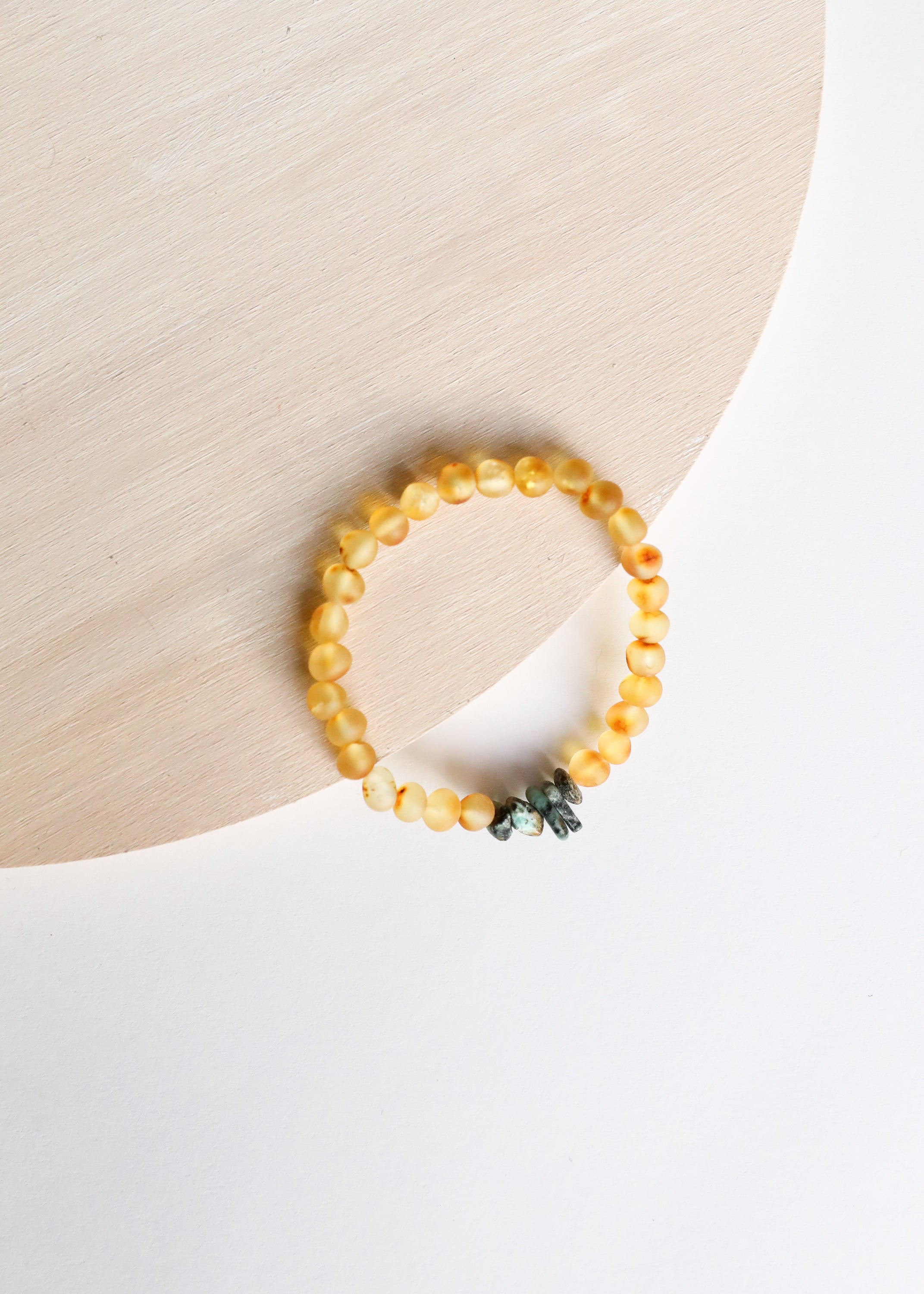 CanyonLeaf Raw Honey Baltic Amber + Raw Turquoise Jasper || Adult Bracelet — main product shot