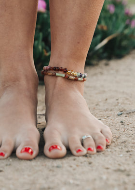Raw Baltic Sea Amber + Stone Rainbow || Anklet • Bracelet