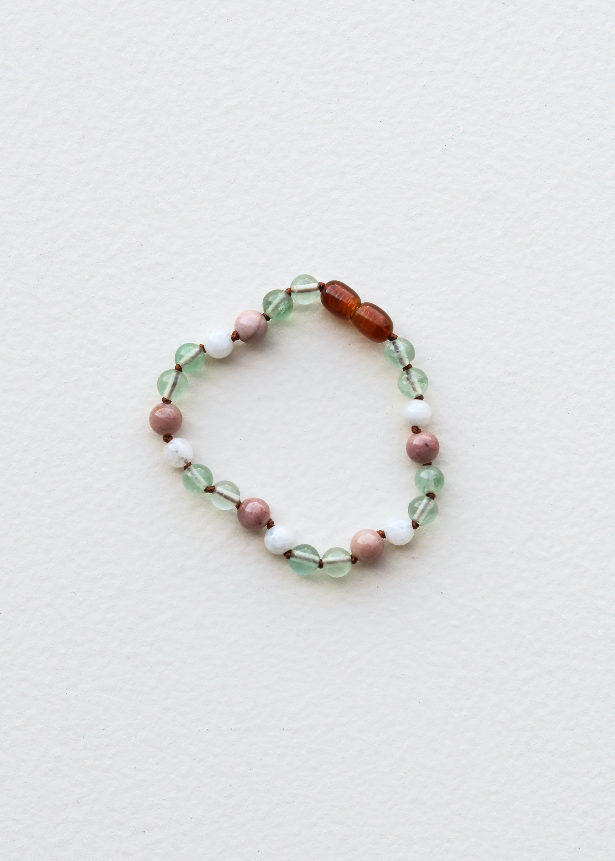 CanyonLeaf Fluorite + Moonstone + Rhodonite || Natural Gemstone Necklace — color detail
