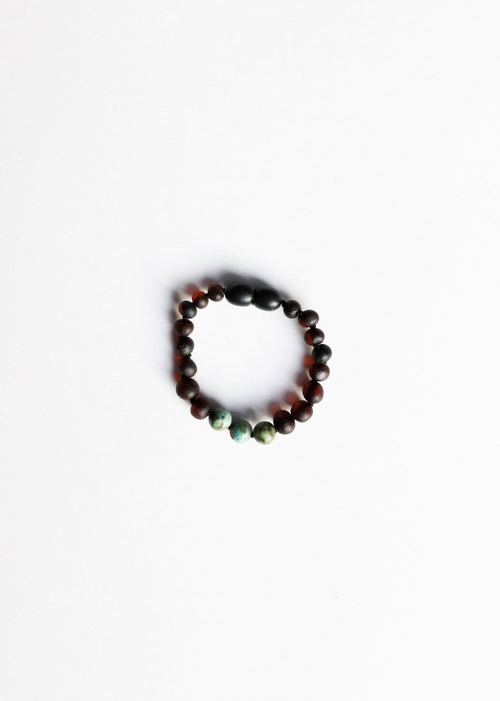 CanyonLeaf Raw Black Baltic Amber + Turquoise Jasper || Anklet or Bracelet — detail close-up
