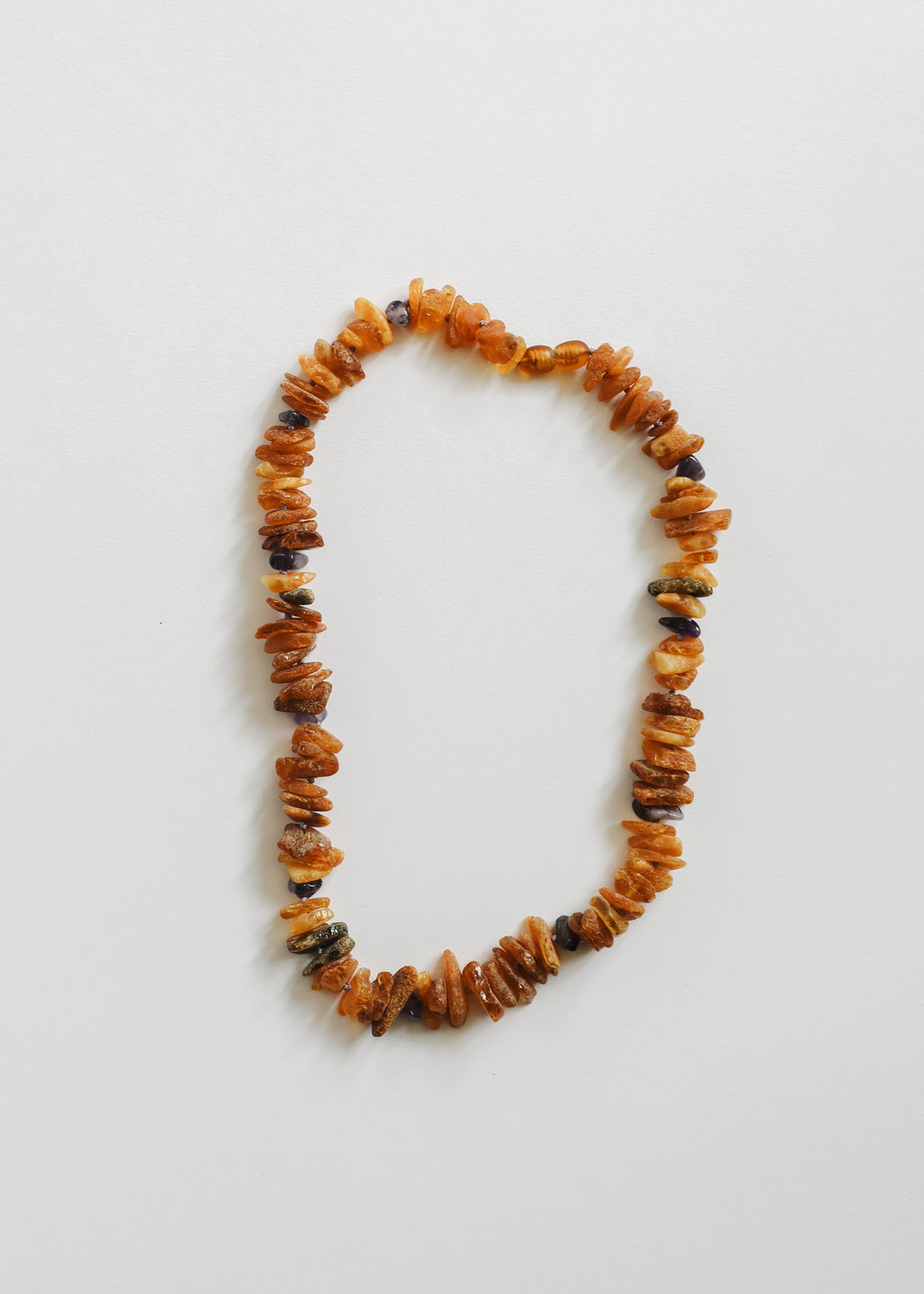 CanyonLeaf Pet Necklace: Raw Baltic Amber + Raw Amethyst — main product shot