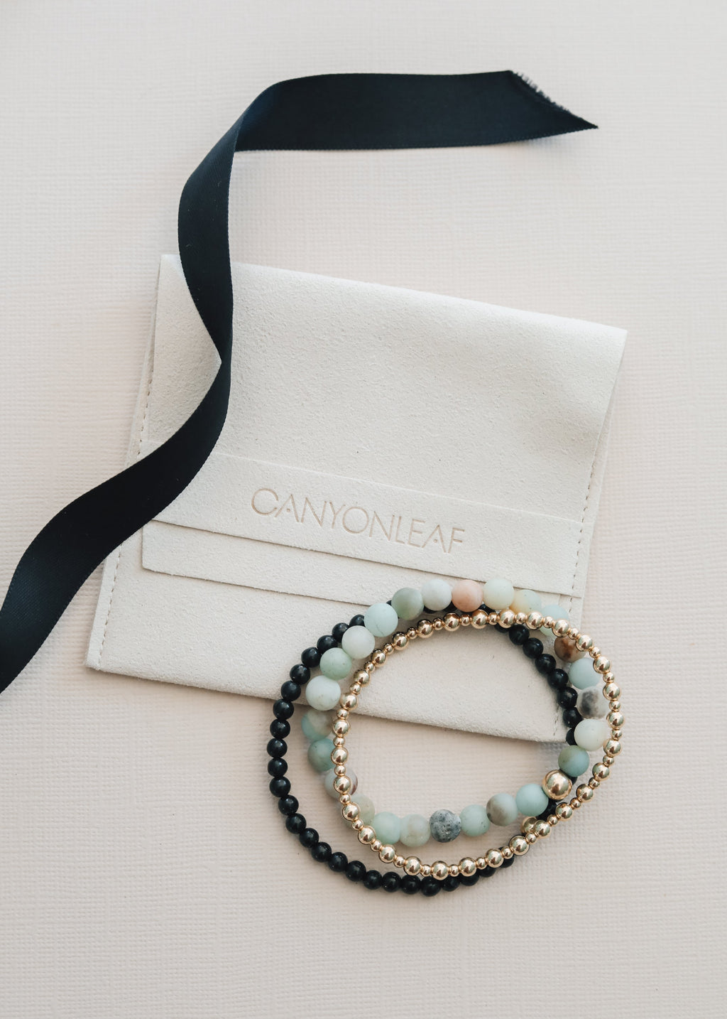 CanyonLeaf Raw Amazonite + 14k Gold Filled || Beaded Bracelet — detail close-up