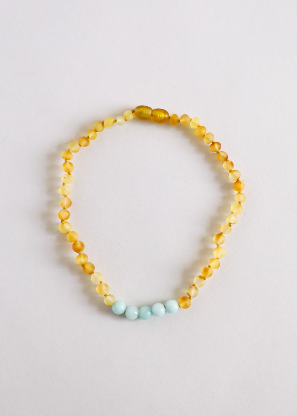 CanyonLeaf Raw Honey Baltic Amber + Amazonite || Necklace — detail close-up