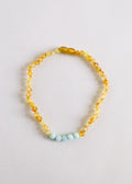 CanyonLeaf Raw Honey Baltic Amber + Amazonite || Necklace — detail close-up