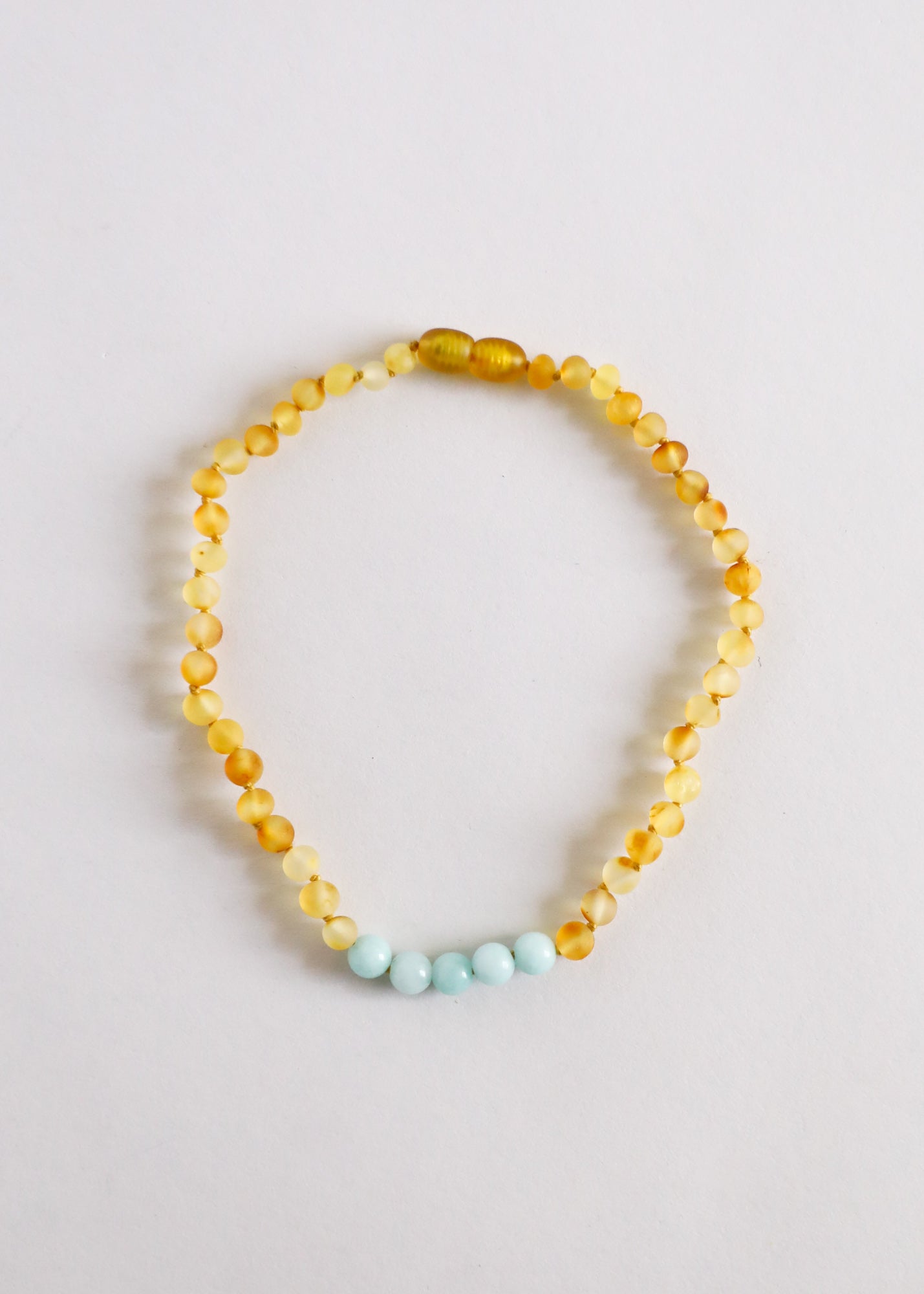 CanyonLeaf Raw Honey Baltic Amber + Amazonite || Necklace — detail close-up