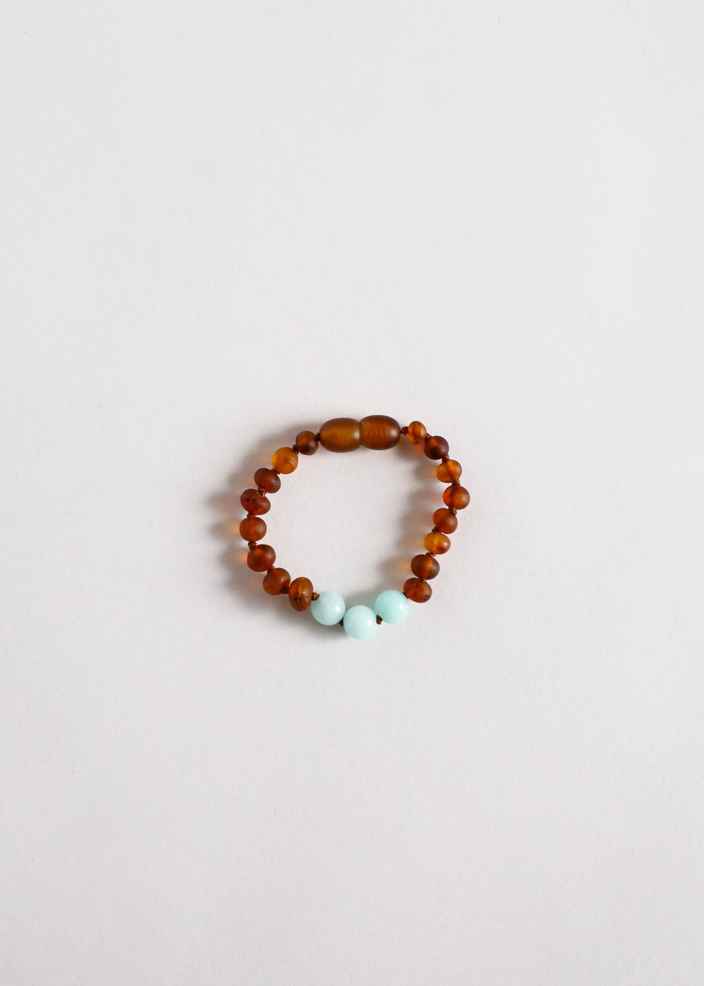 CanyonLeaf Raw Cognac Baltic Amber + Amazonite || Anklet or Bracelet — detail close-up