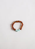 CanyonLeaf Raw Cognac Baltic Amber + Amazonite || Anklet or Bracelet — detail close-up