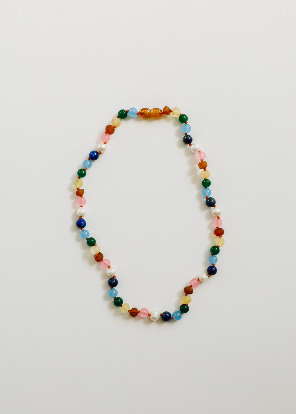 CanyonLeaf Raw Baltic Amber and Pearl Necklace + Sweet Pink Gemstones — necklace category context