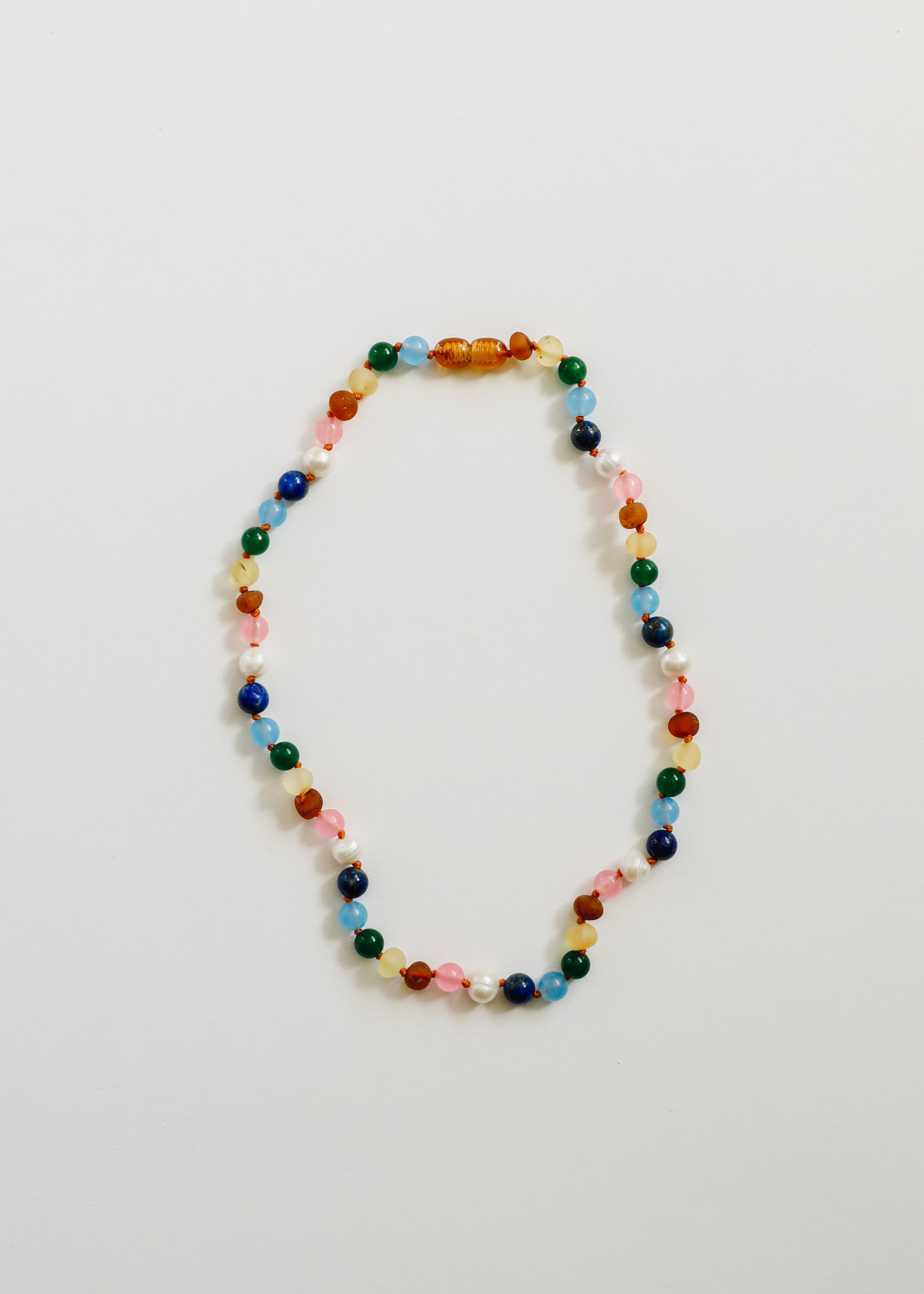 CanyonLeaf Raw Baltic Amber and Pearl Necklace + Sweet Pink Gemstones — necklace category context
