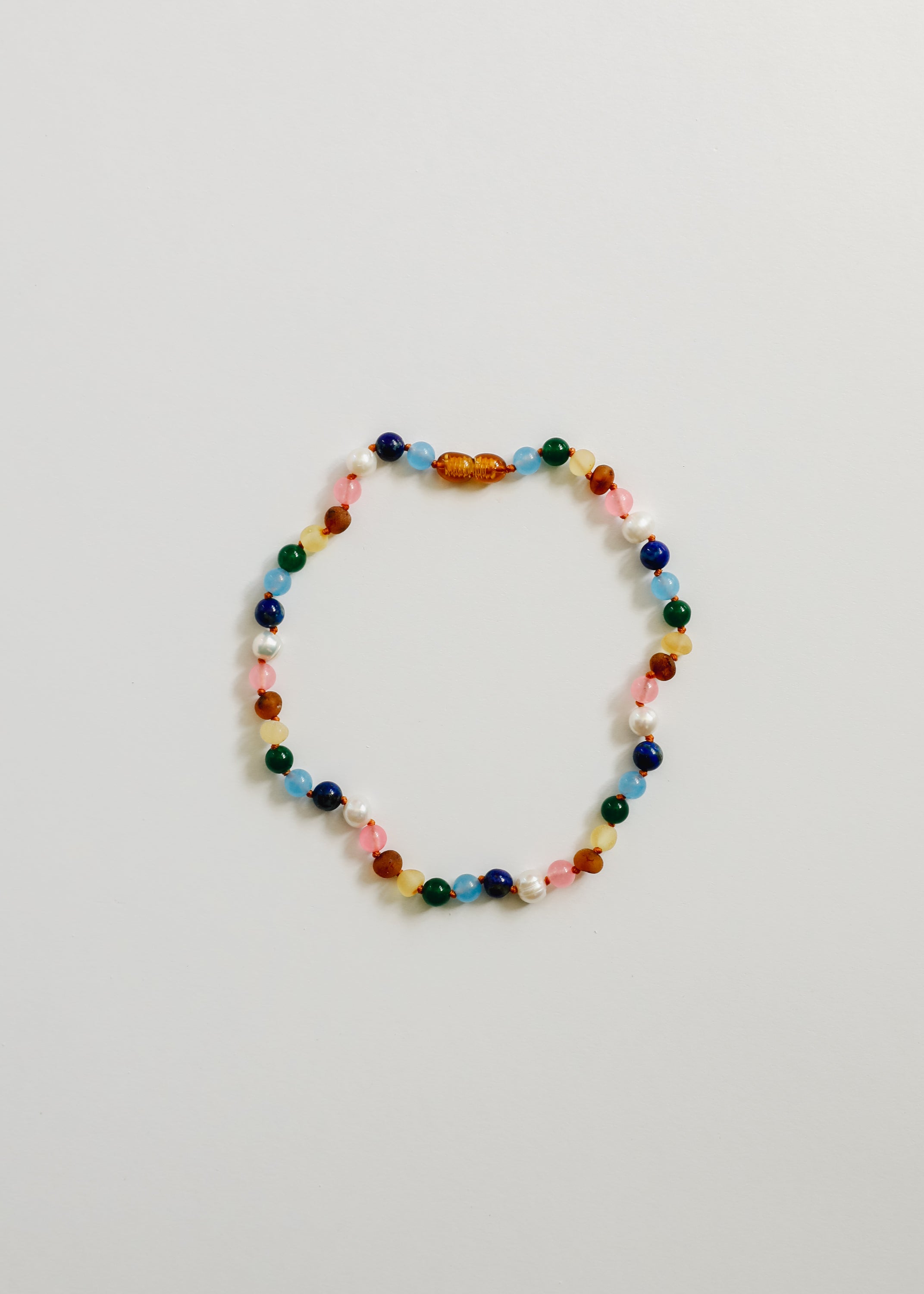 CanyonLeaf Raw Baltic Amber and Pearl Necklace + Sweet Pink Gemstones — detail shot 7