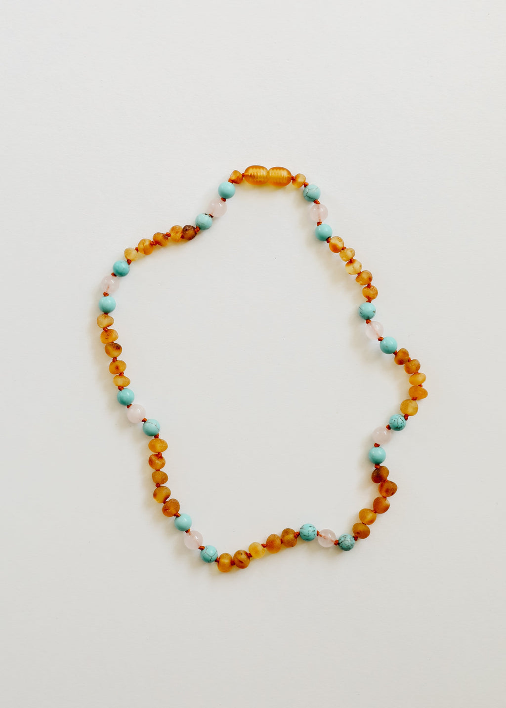 CanyonLeaf Raw Honey Baltic Amber and Natural Turquoise + Rose Quartz || Necklace — main product shot