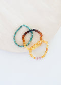 CanyonLeaf Natural Turquoise + Ombre + Raw Amber with Rose Quartz || Adult Bracelet Set — main product shot