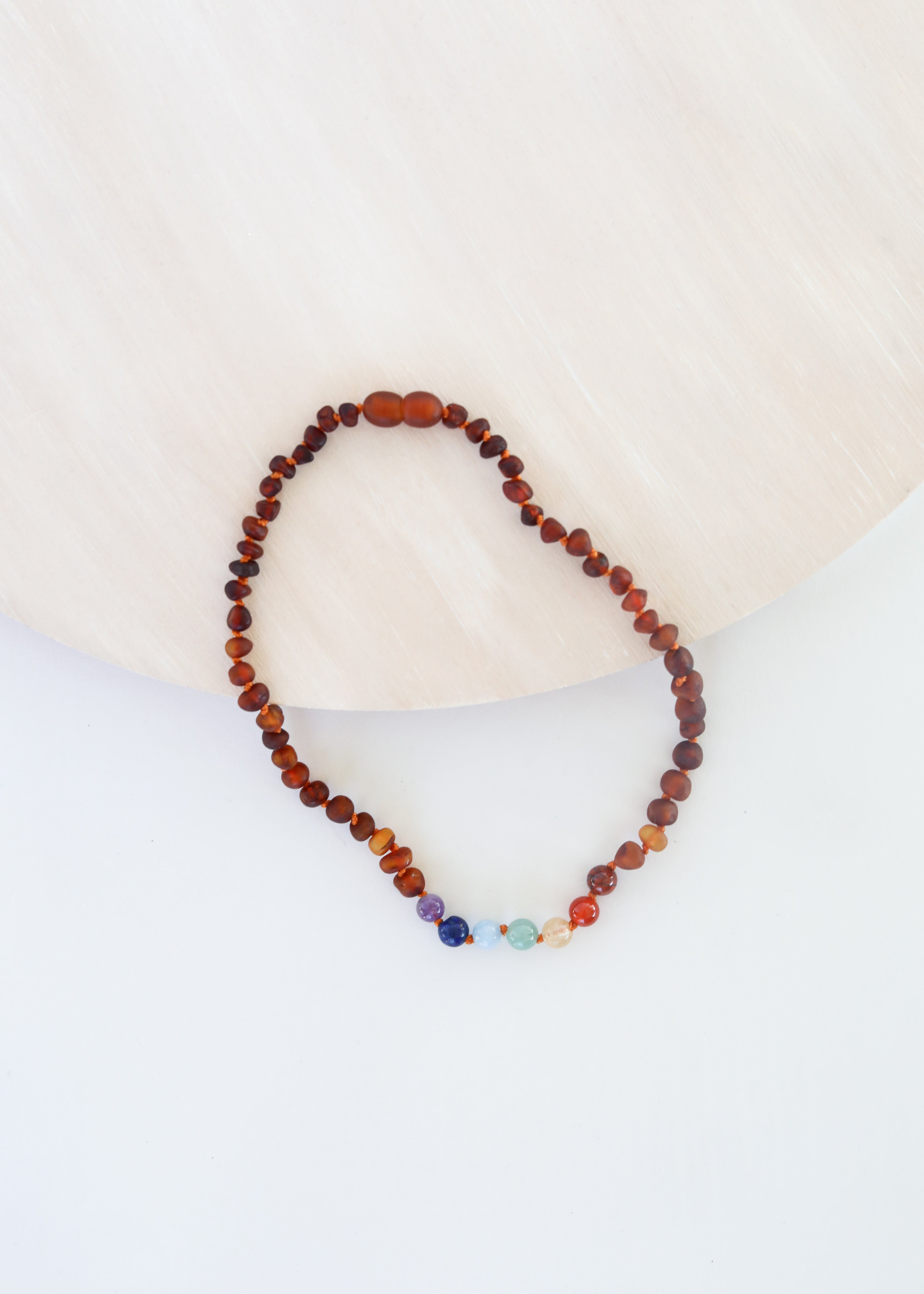 CanyonLeaf Raw Cognac Baltic Amber + CHAKRA Crystals || Necklace — main product shot