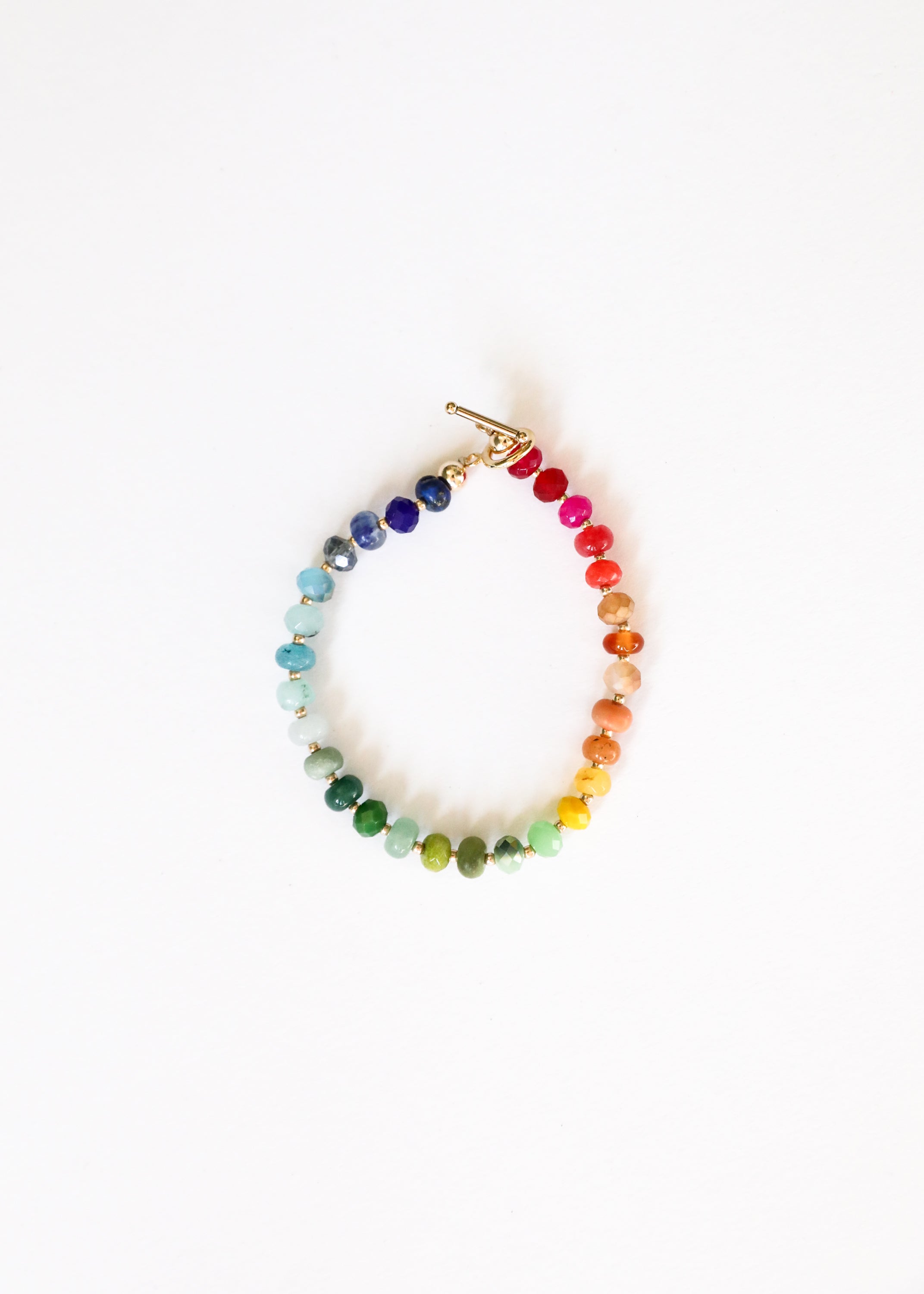 CanyonLeaf Natural Gemstone Bracelet + 14k Gold Filled Toggle : Key West — side view