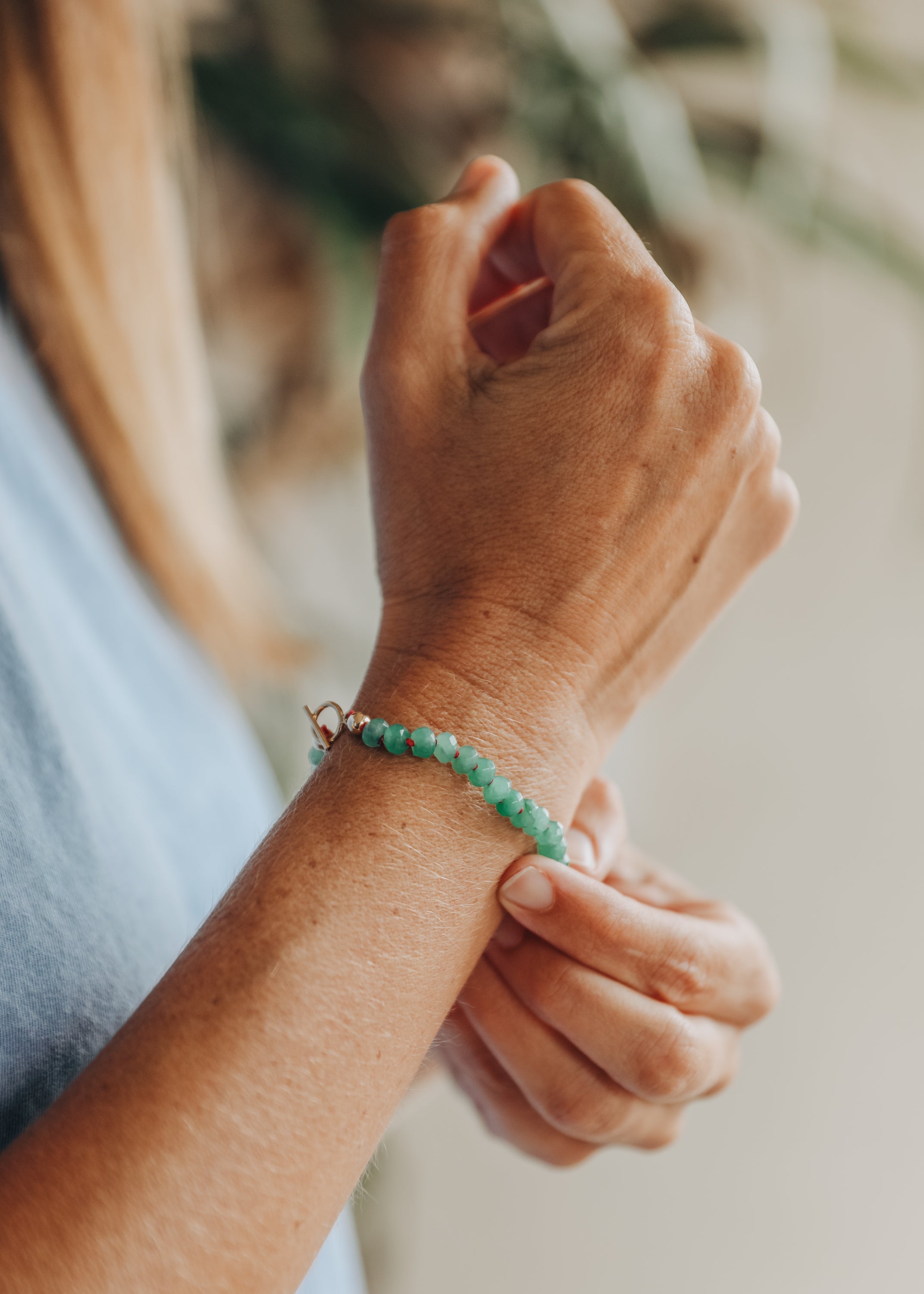 CanyonLeaf Natural Aventurine + 14k Gold Filled Toggle || Gemstone Bracelet or Anklet — main product shot