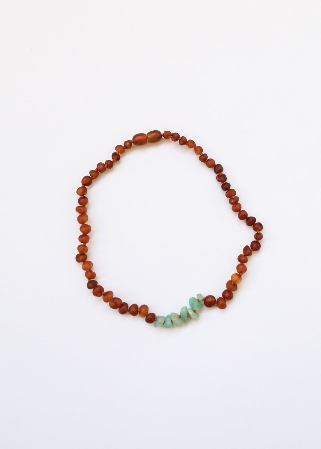 CanyonLeaf Raw Cognac Baltic Amber + Raw Aventurine || Necklace — Cognac detail