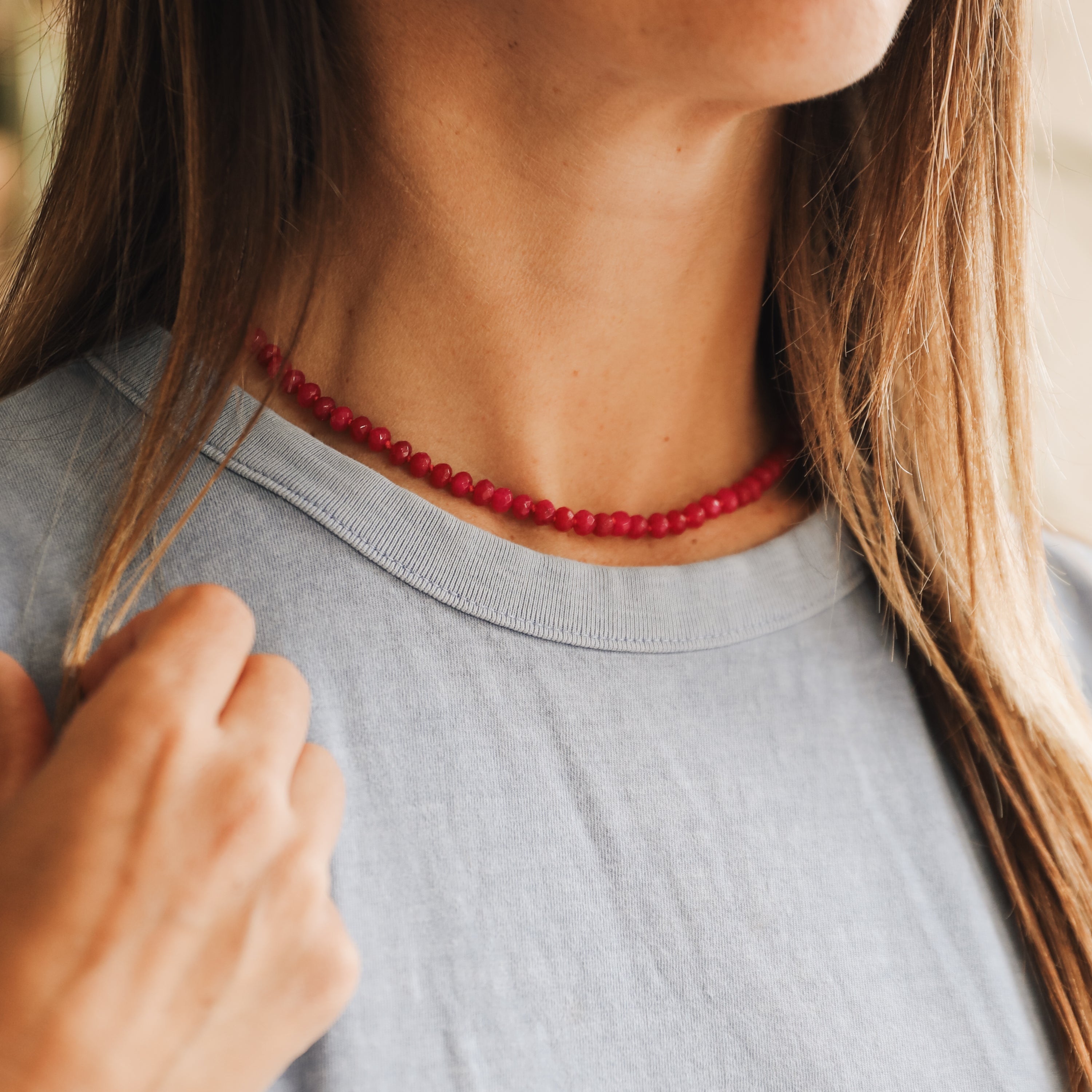 CanyonLeaf Pink Jade + 14k Gold Filled Toggle || Gemstone Necklace — main product shot