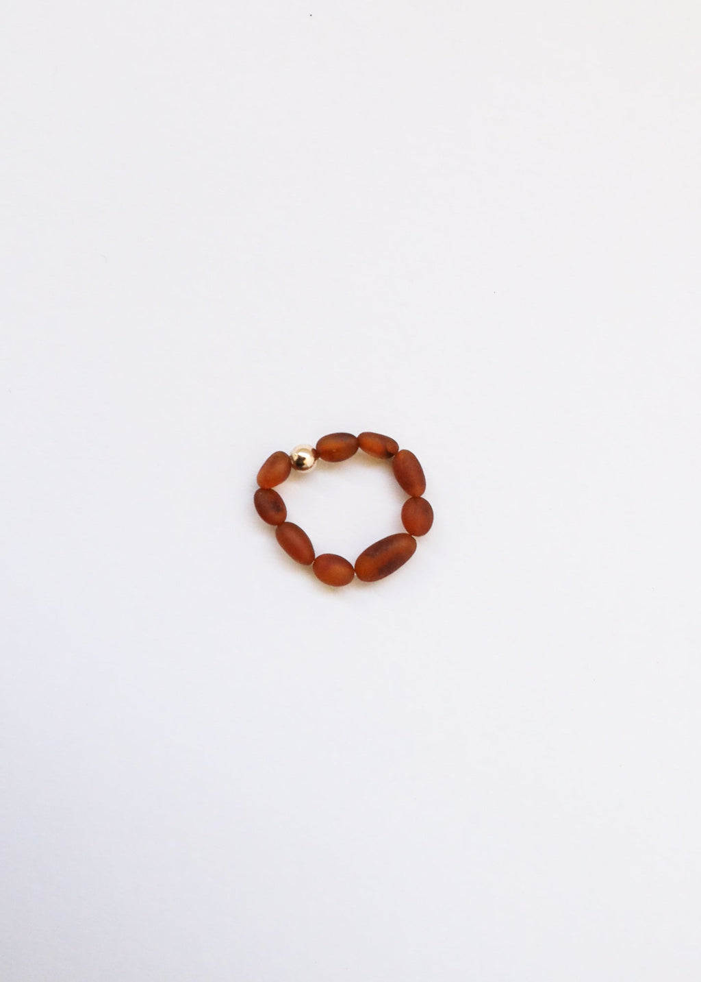 CanyonLeaf Raw Cognac Baltic Amber + 14K Gold Filled Beaded Ring Stack — side view