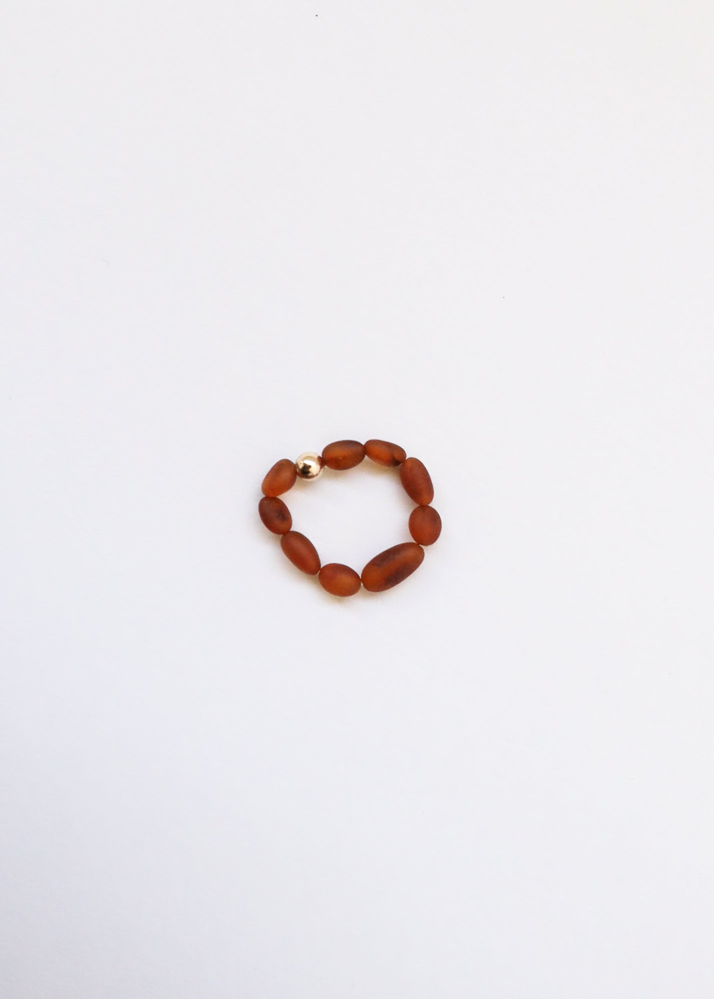 CanyonLeaf Raw Cognac Baltic Amber + 14K Gold Filled Beaded Ring Stack — side view