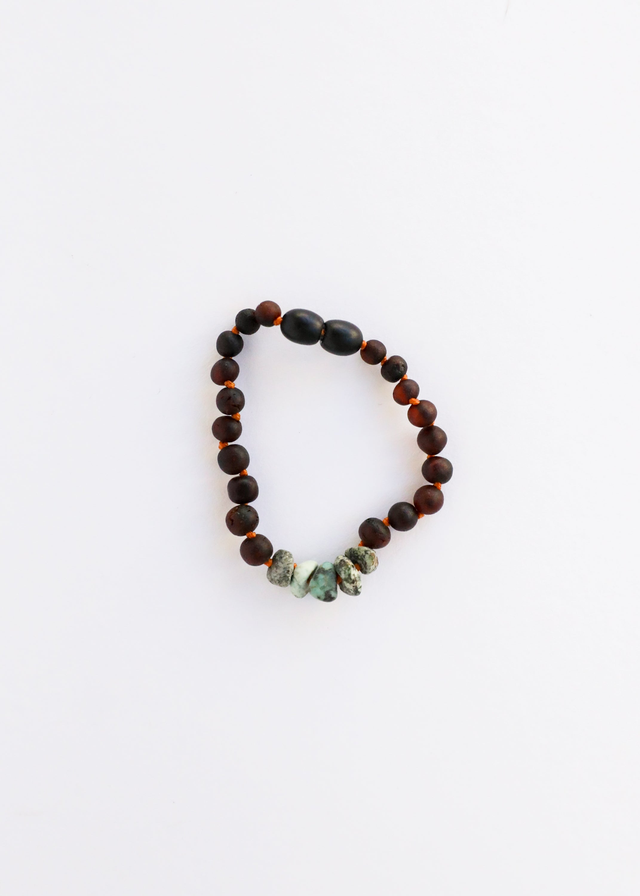 CanyonLeaf Raw Black Baltic Amber + Raw Turquoise Jasper || Anklet or Bracelet — main product shot