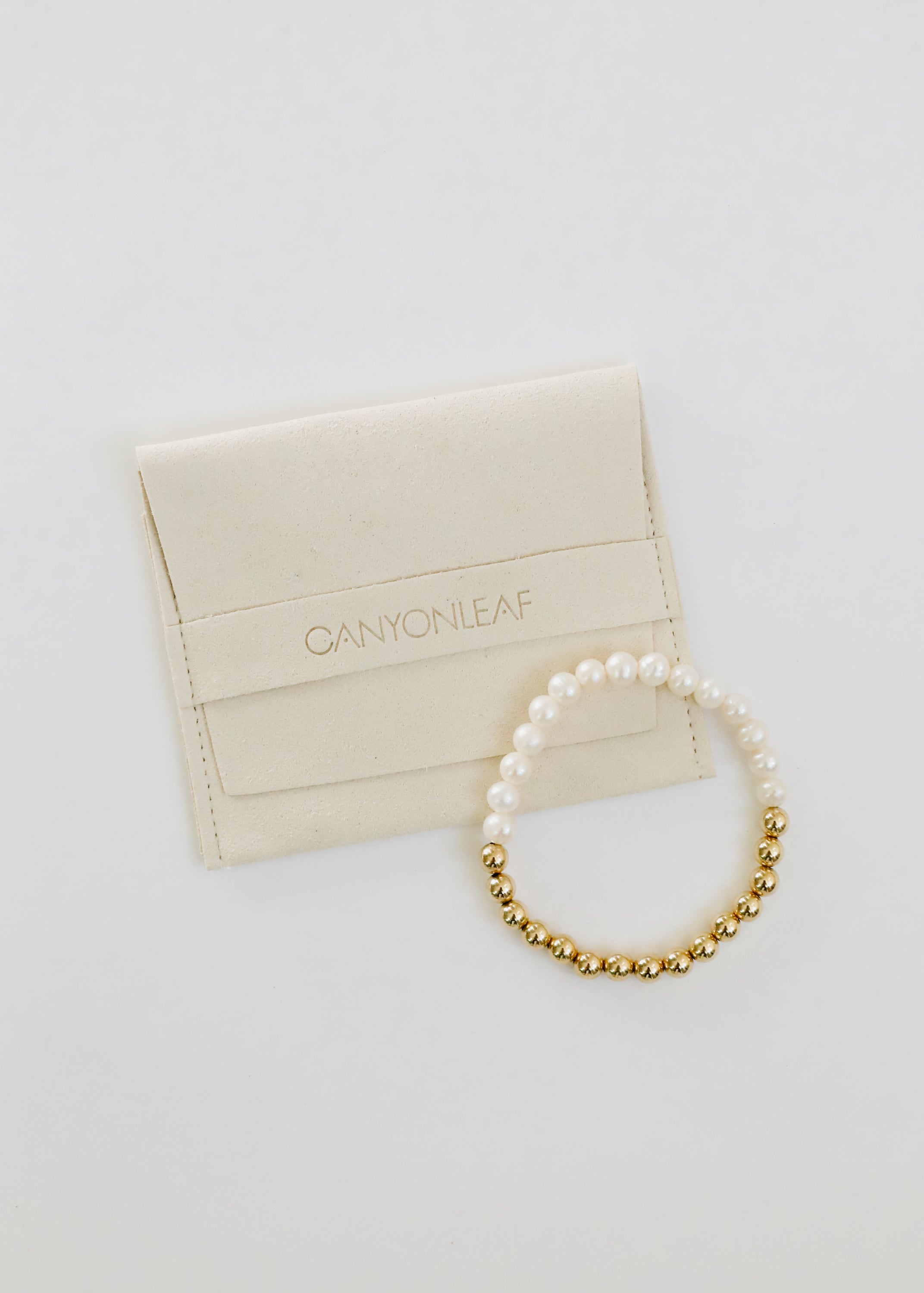 CanyonLeaf Pearl : 14k Gold Filled Sun + Moon || Stretch Bracelets — lifestyle worn / used context