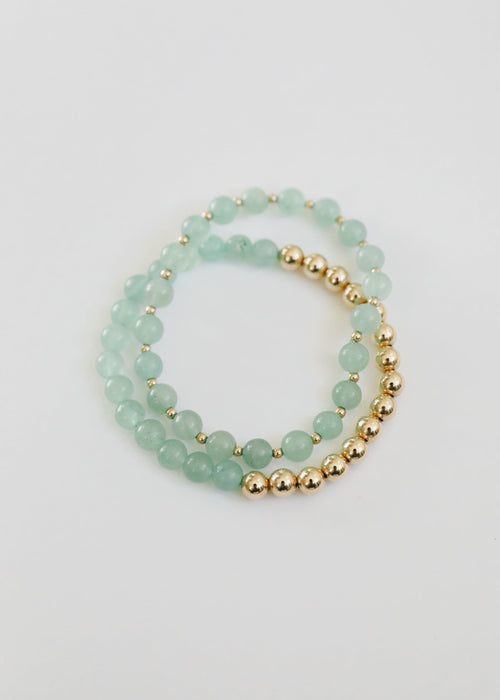 CanyonLeaf Aventurine Gemstone + 14K Gold Filled || Beaded Stretch Bracelets — main product shot