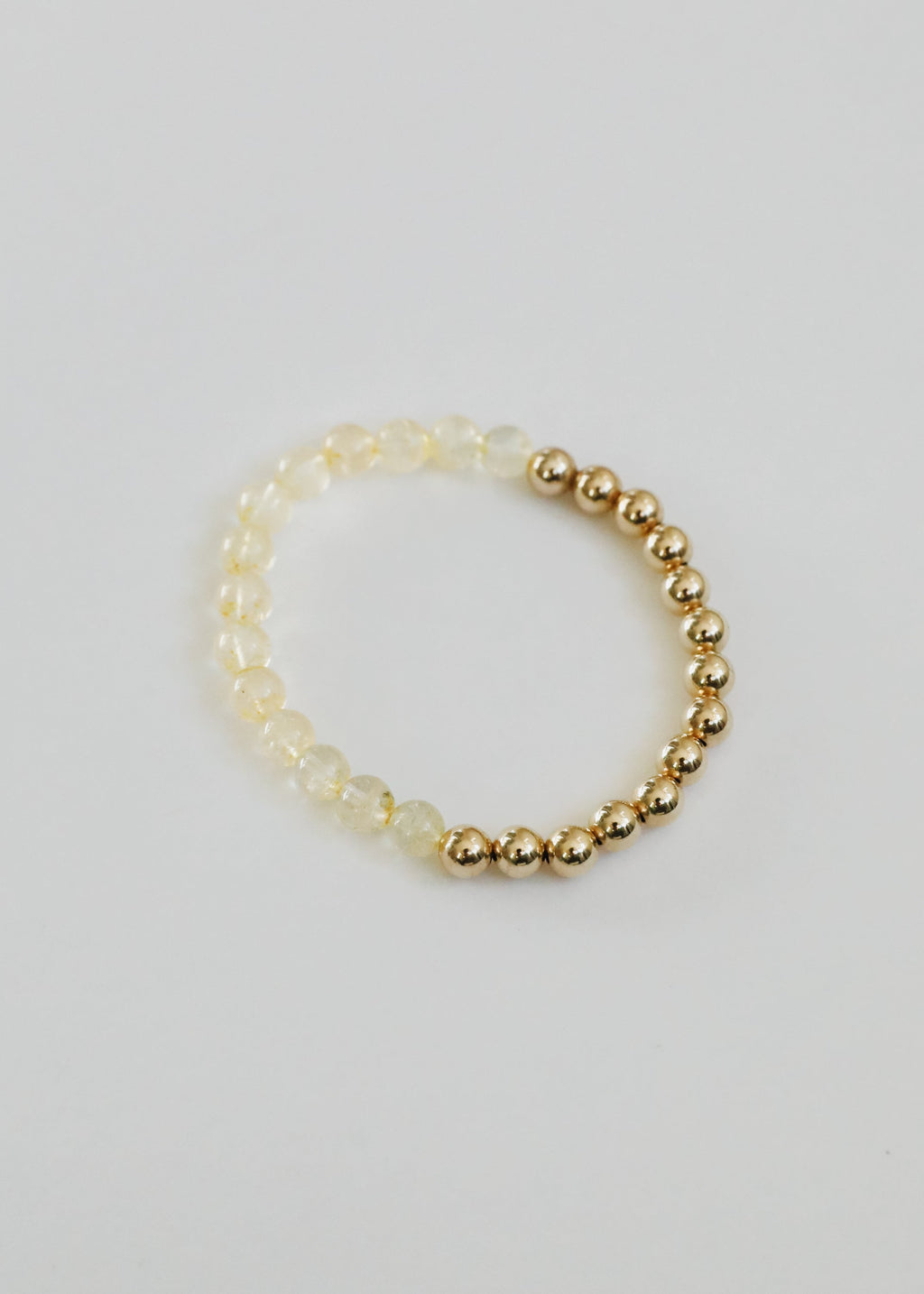 CanyonLeaf Citrine Gemstone + 14K Gold Filled Beaded Stretch Bracelet — alternative angle