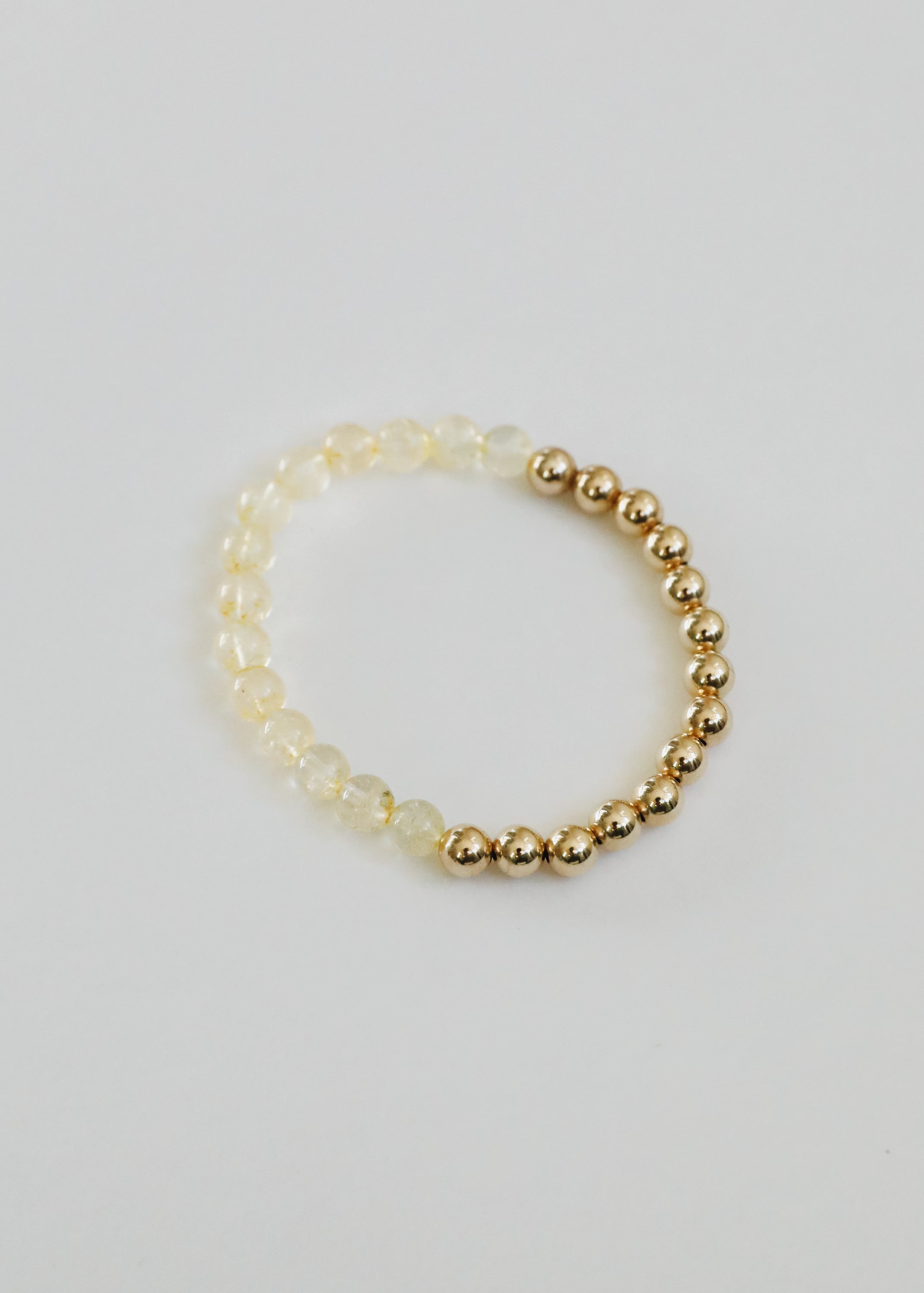 CanyonLeaf Citrine Gemstone + 14K Gold Filled Beaded Stretch Bracelet — alternative angle