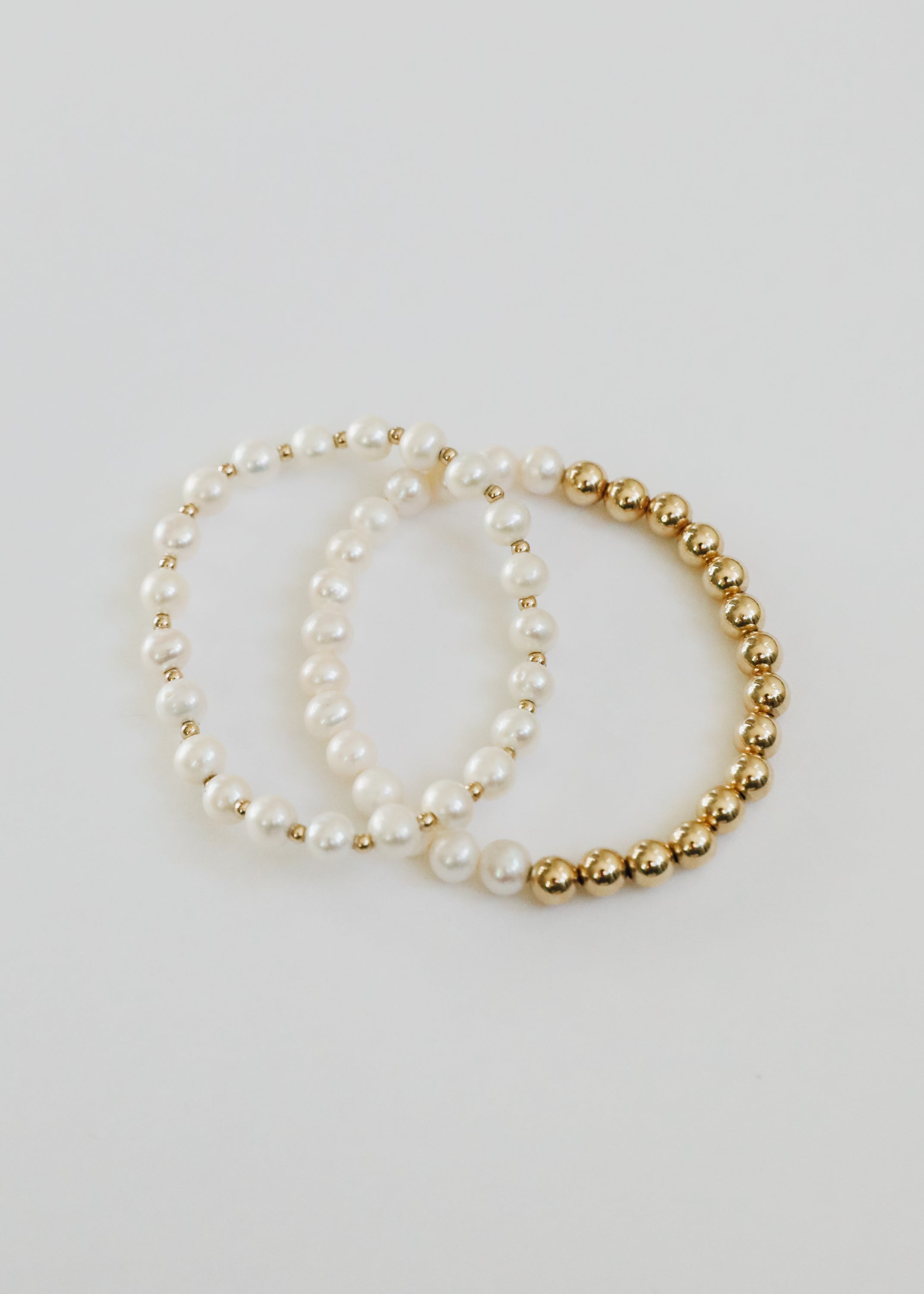 CanyonLeaf Pearl : 14k Gold Filled Sun + Moon || Stretch Bracelets — main product shot