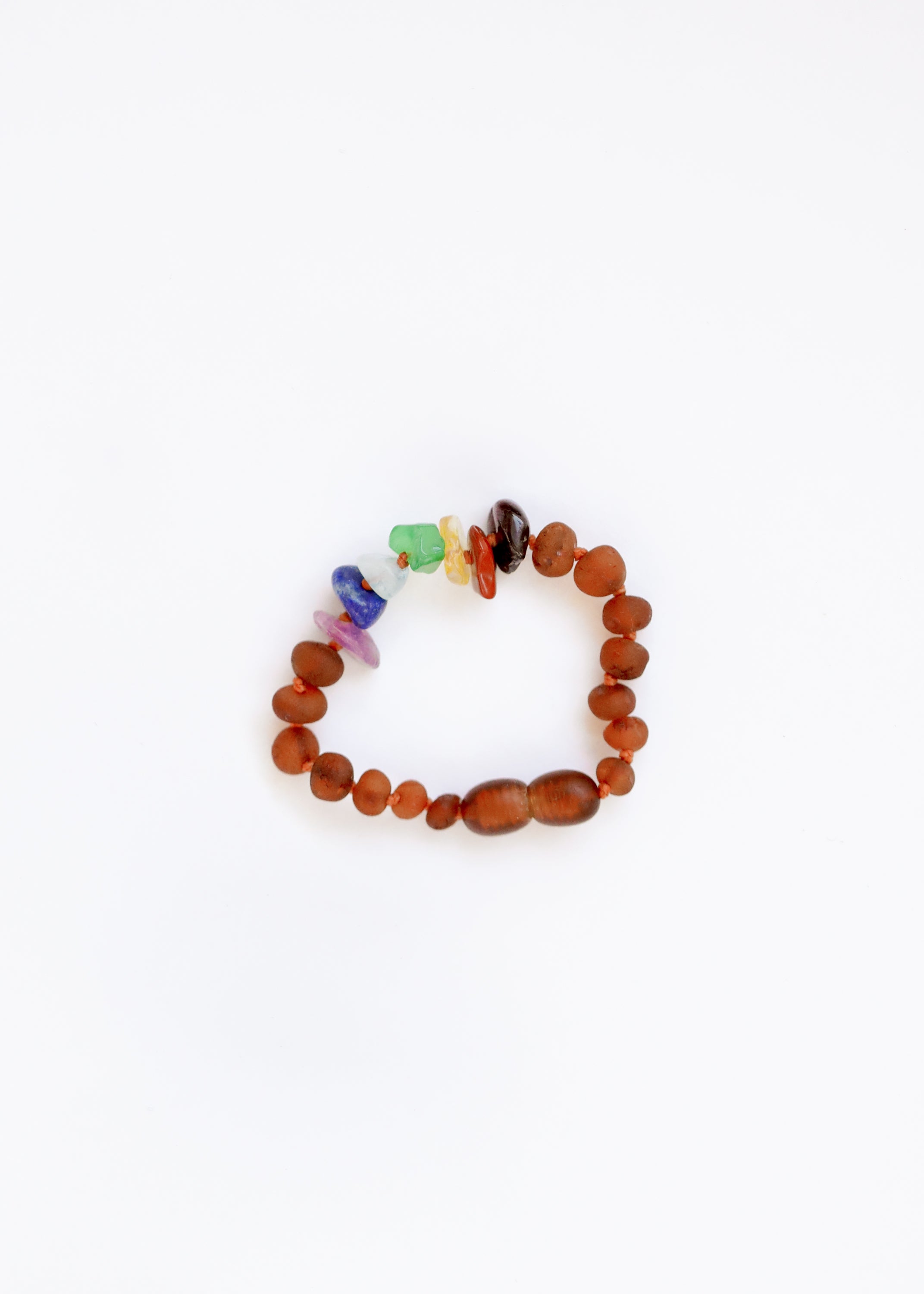 CanyonLeaf Raw Cognac Baltic Amber + Raw CHAKRA Crystals || Anklet or Bracelet — CanyonLeaf branding close-up