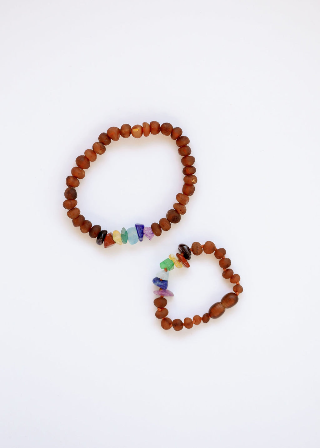 CanyonLeaf Raw Cognac Baltic Amber + Raw CHAKRA Crystals || Anklet or Bracelet — Cognac detail