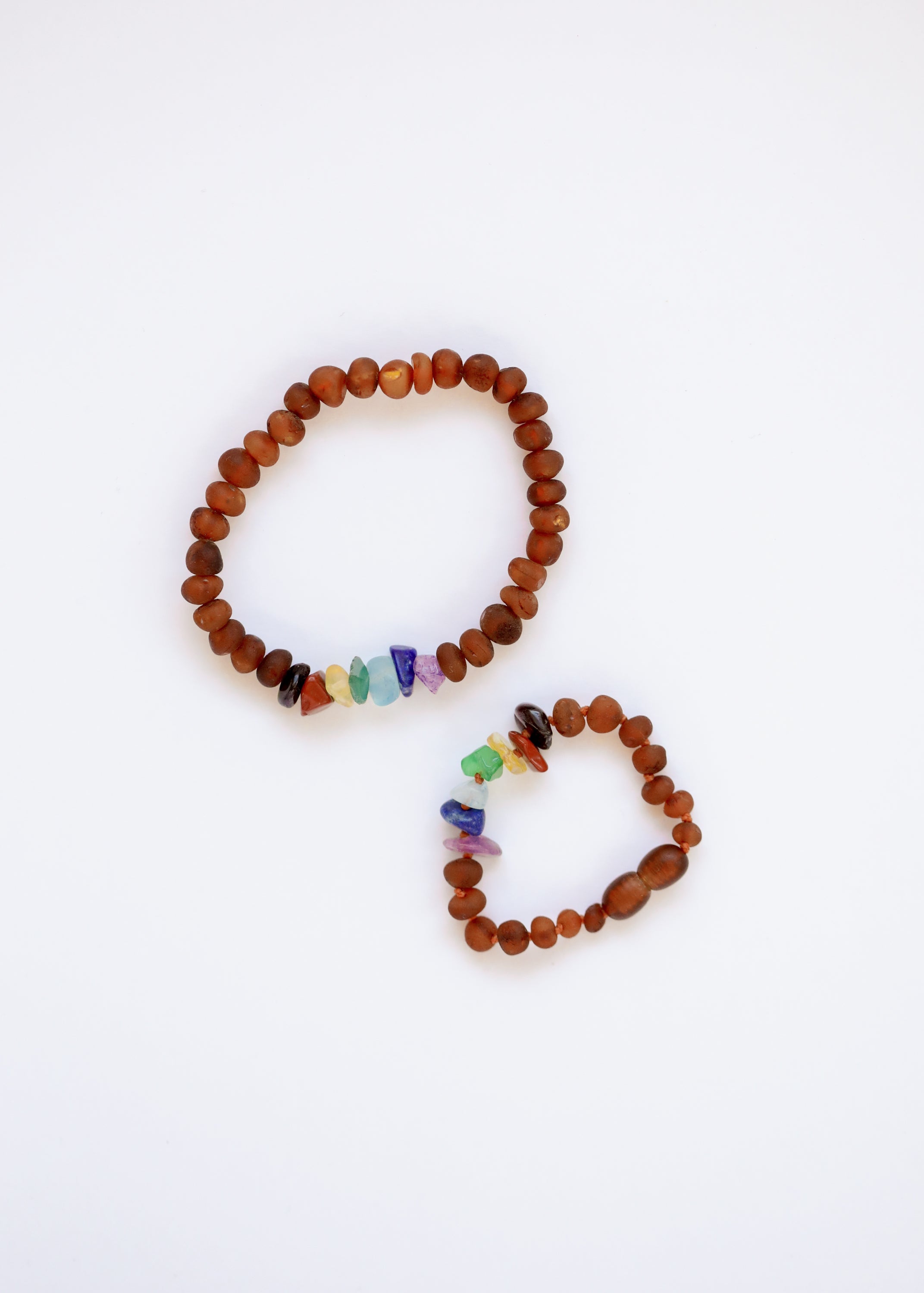 CanyonLeaf Raw Cognac Baltic Amber + Raw CHAKRA Crystals || Anklet or Bracelet — Cognac detail
