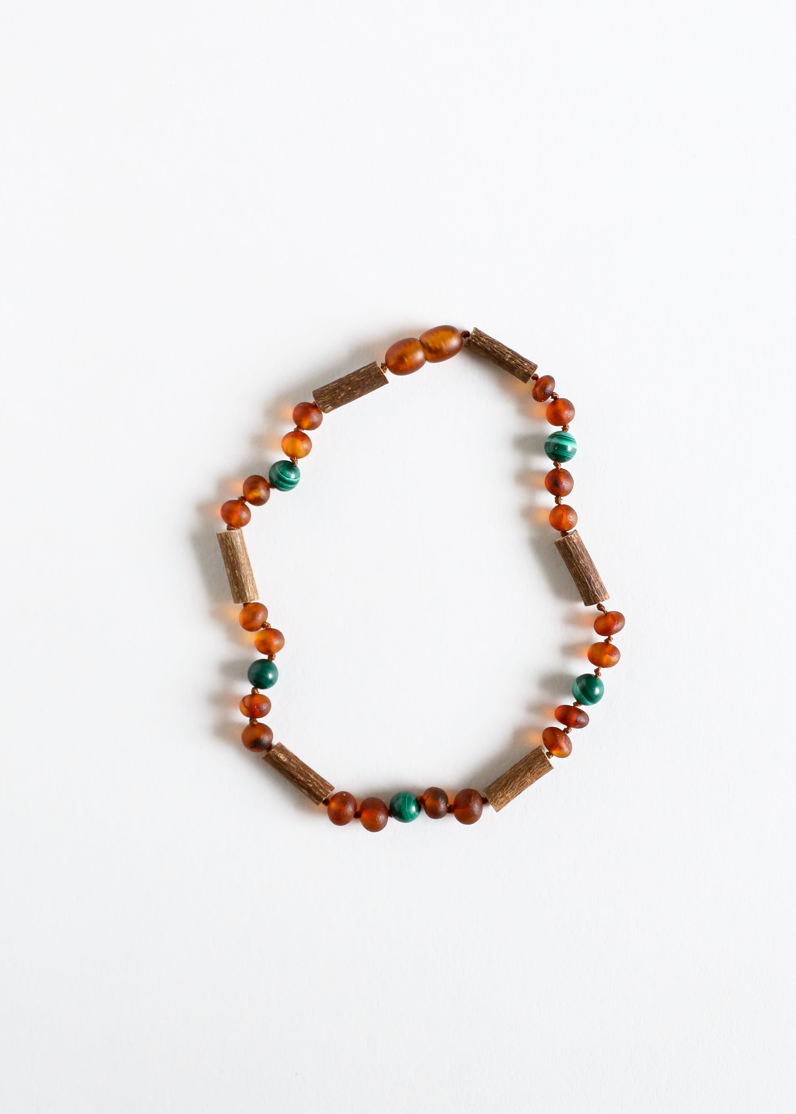 CanyonLeaf Hazelwood || Raw Cognac Baltic Amber + Malachite || Necklace — detail shot 6