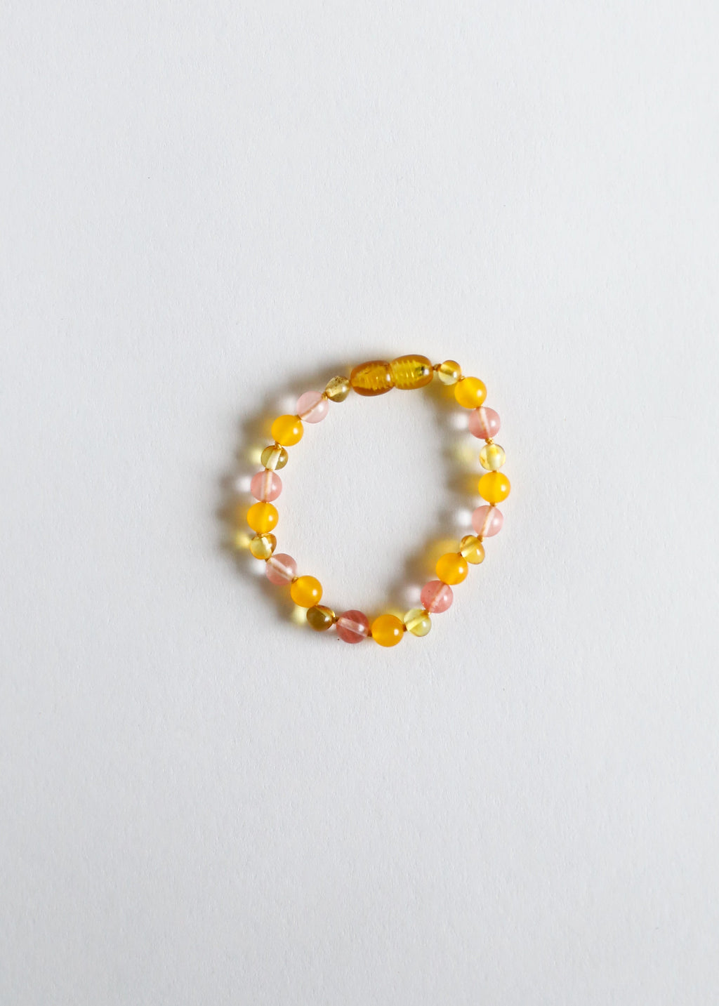 CanyonLeaf Polished Honey Baltic Amber + Honeysuckle Gemstones || Anklet or Bracelet — construction detail