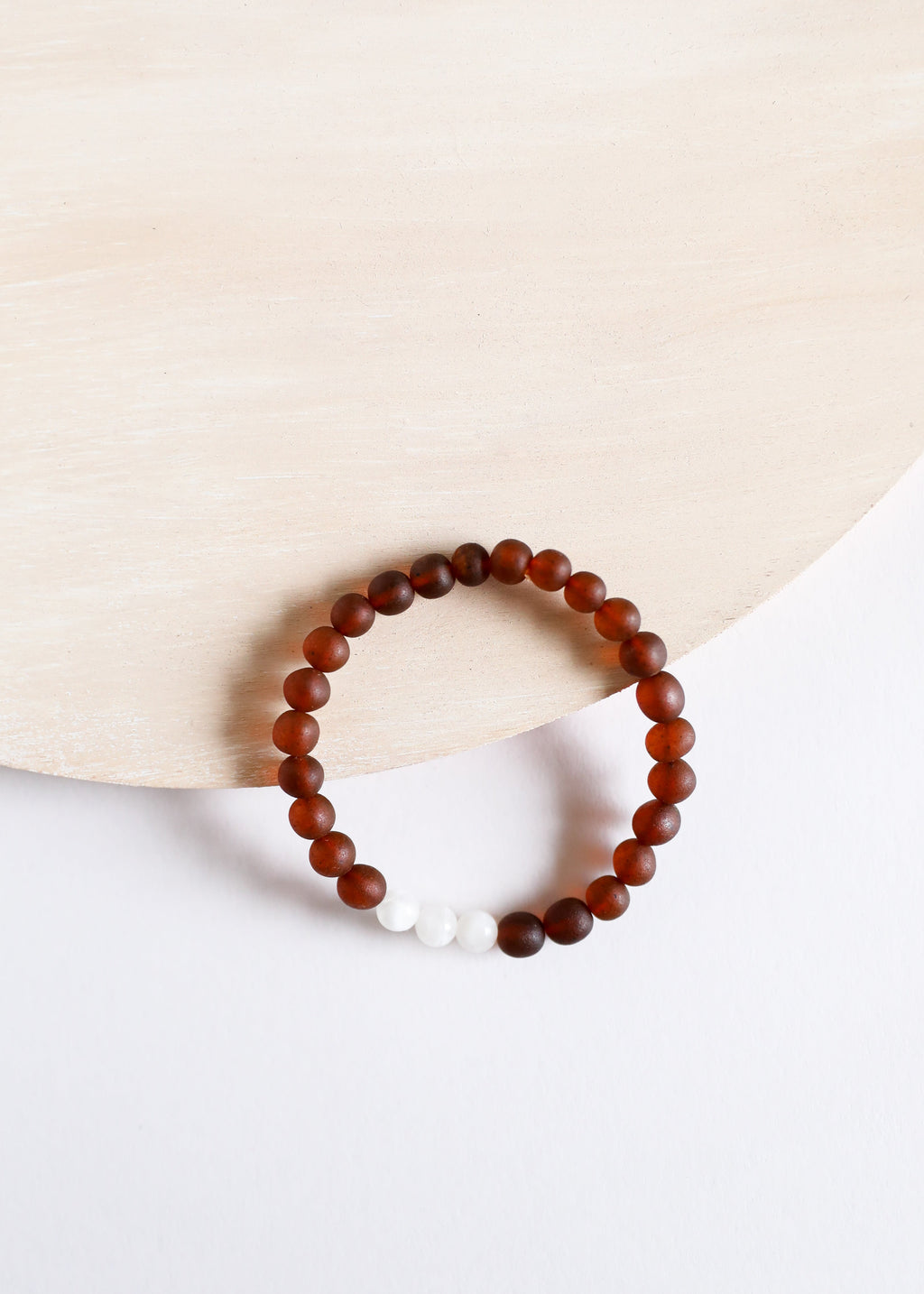 CanyonLeaf Raw Cognac Baltic Amber + Moonstone || Adult Bracelet — main product shot