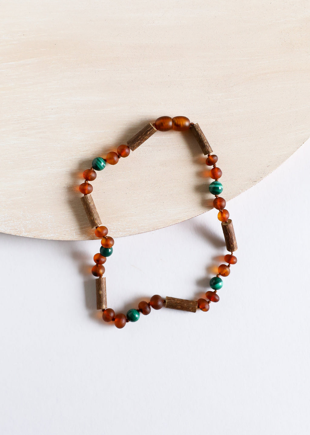 CanyonLeaf Hazelwood || Raw Cognac Baltic Amber + Malachite || Necklace — main product shot