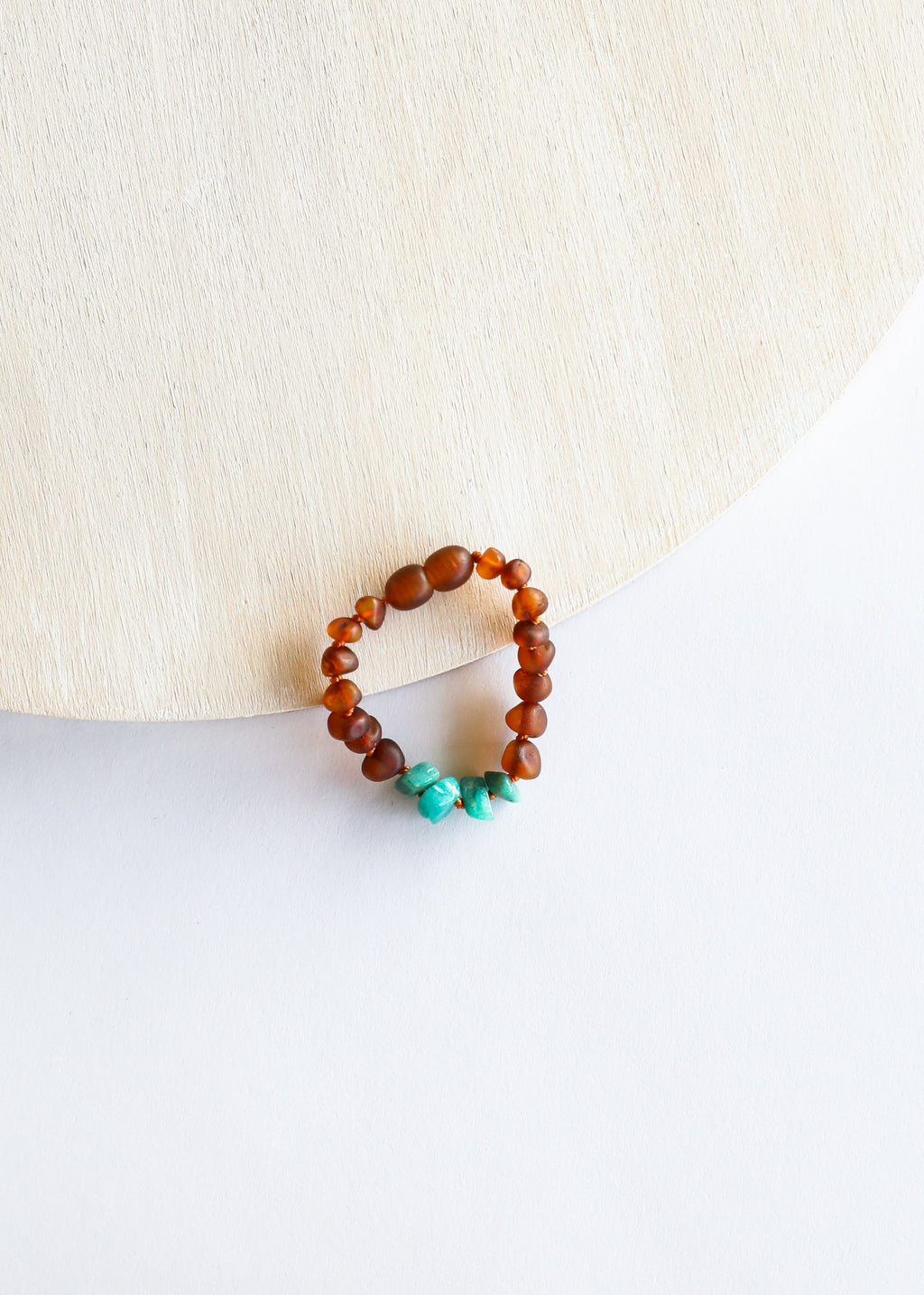 CanyonLeaf Raw Cognac Baltic Amber + Raw Amazonite || Anklet or Bracelet — Cognac detail