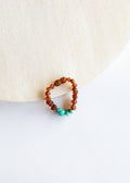 CanyonLeaf Raw Cognac Baltic Amber + Raw Amazonite || Anklet or Bracelet — Cognac detail