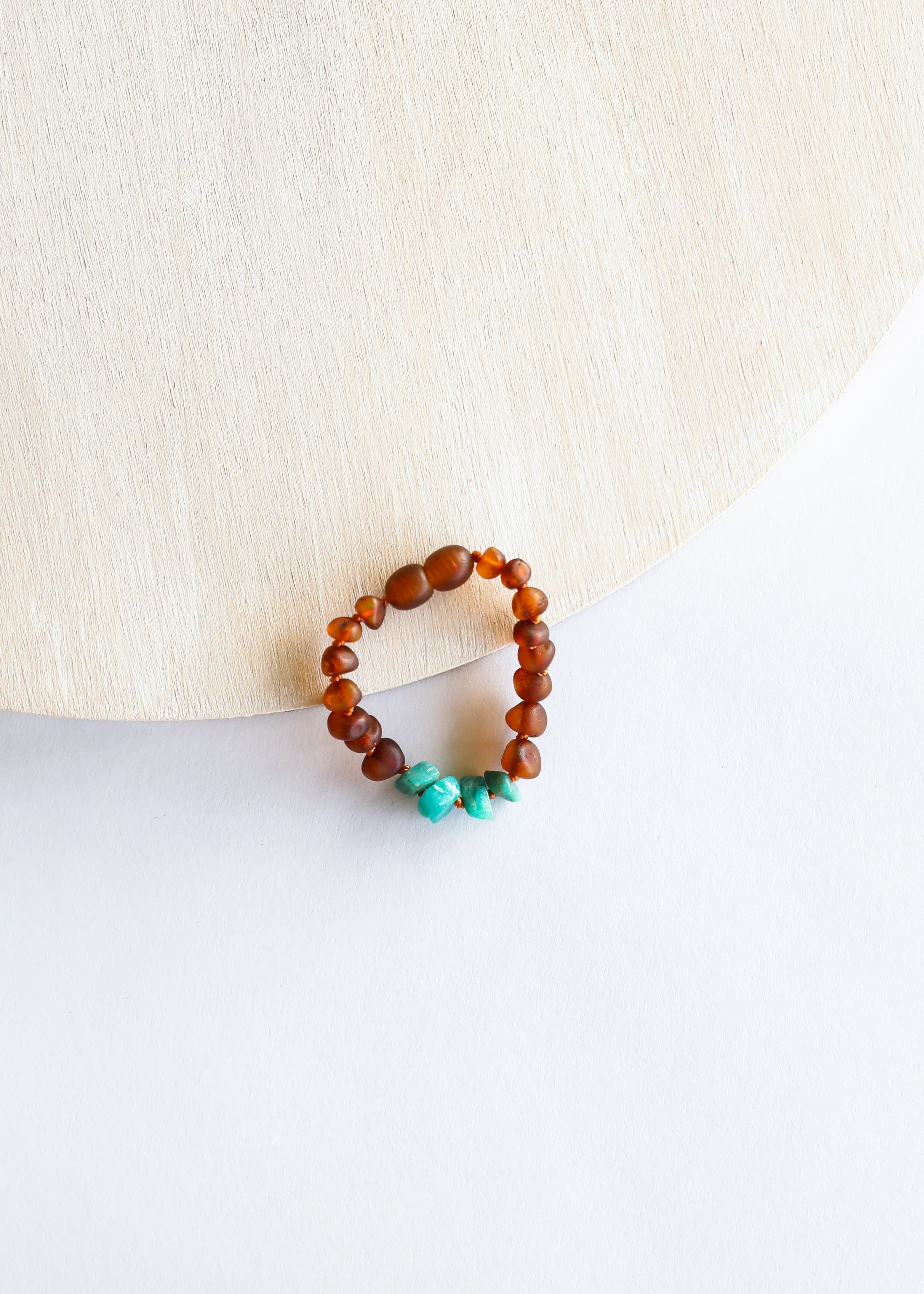 CanyonLeaf Raw Cognac Baltic Amber + Raw Amazonite || Anklet or Bracelet — Cognac detail