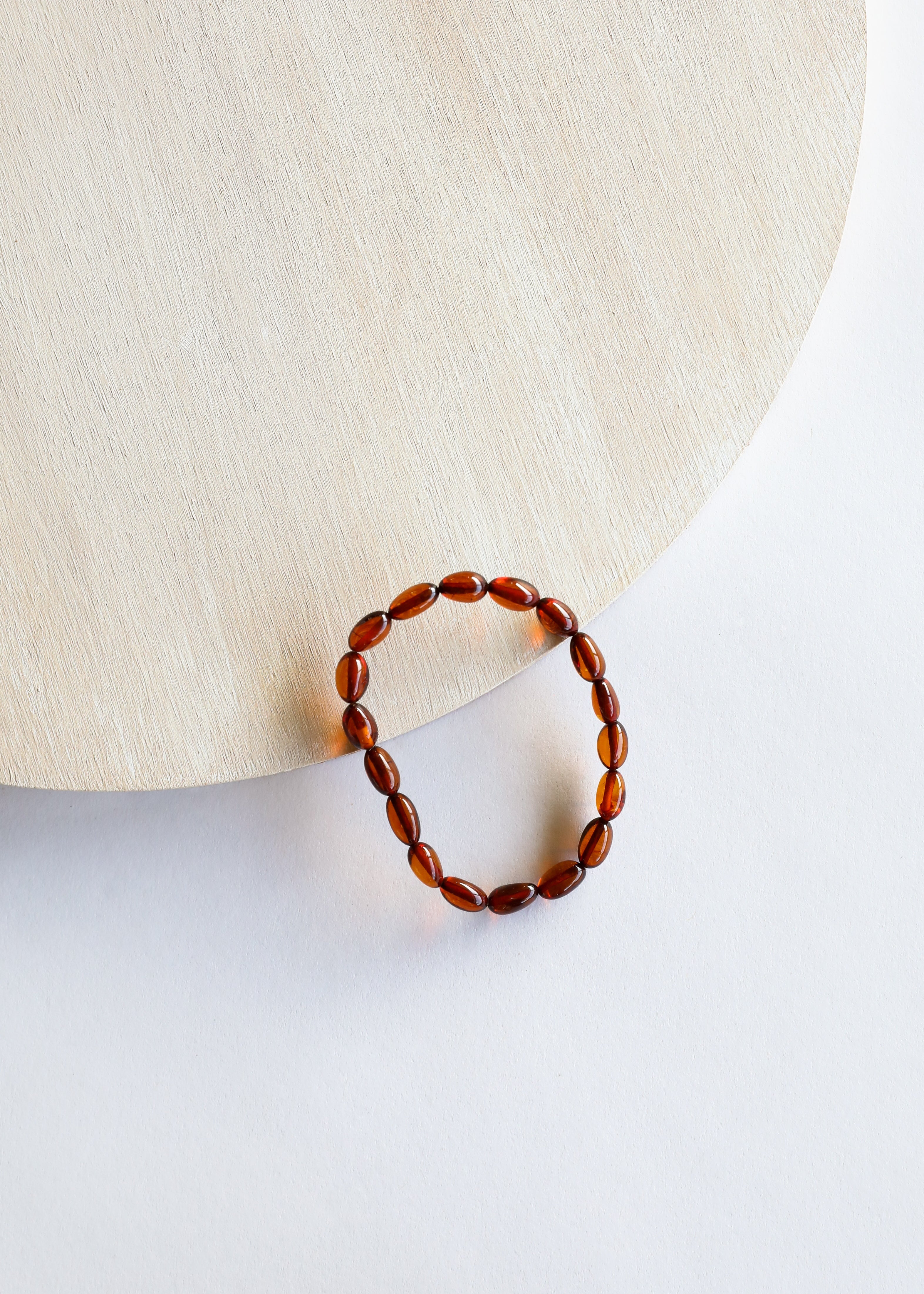 CanyonLeaf Polished Cognac Baltic Amber || Classic || Bracelet or Anklet — detail close-up